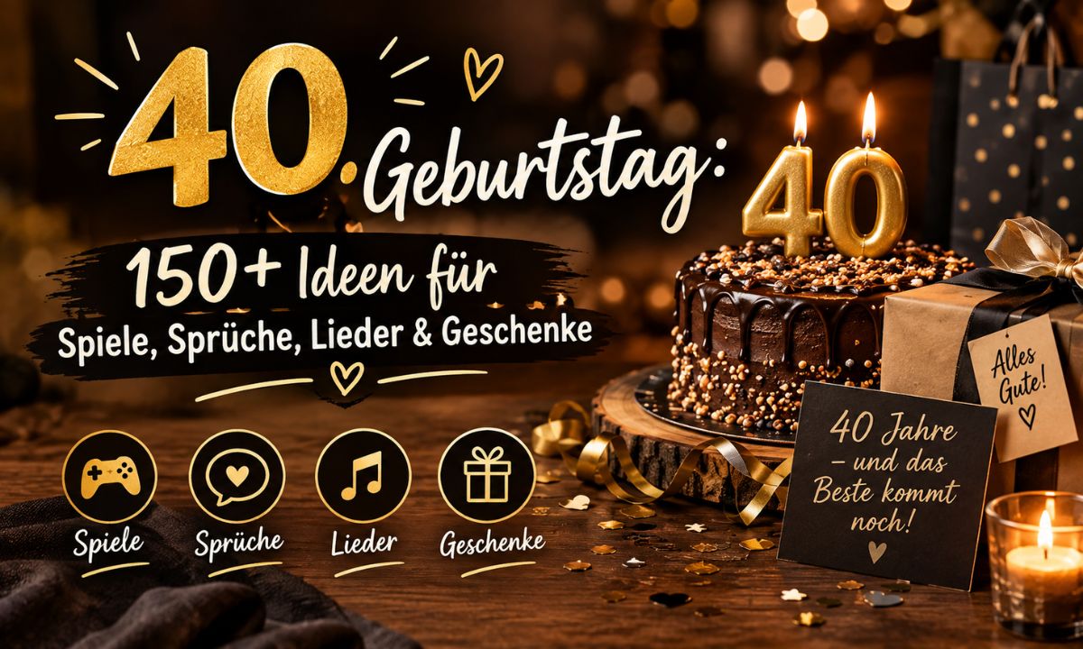 40. Geburtstag 150+ Ideen für Spiele, Sprüche, Lieder & Geschenke