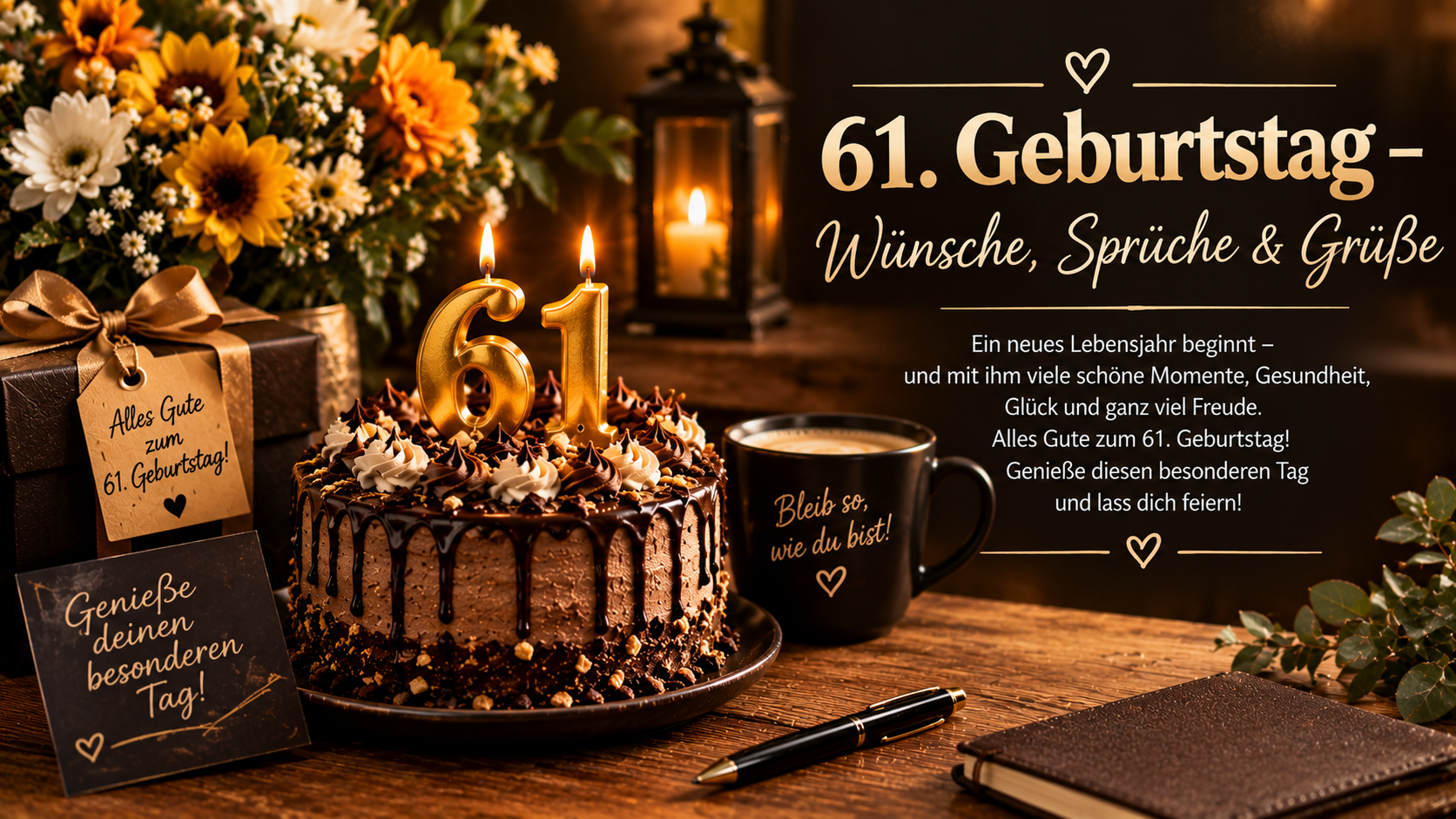 61. Geburtstag – Wünsche, Sprüche & Grüße