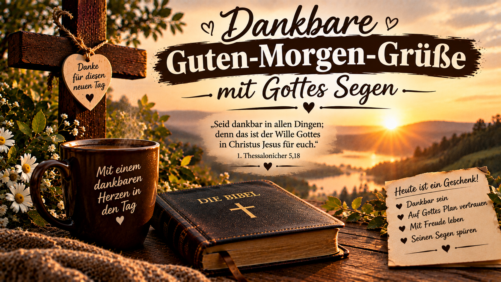 Dankbare Guten-Morgen-Grüße mit Gottes Segen