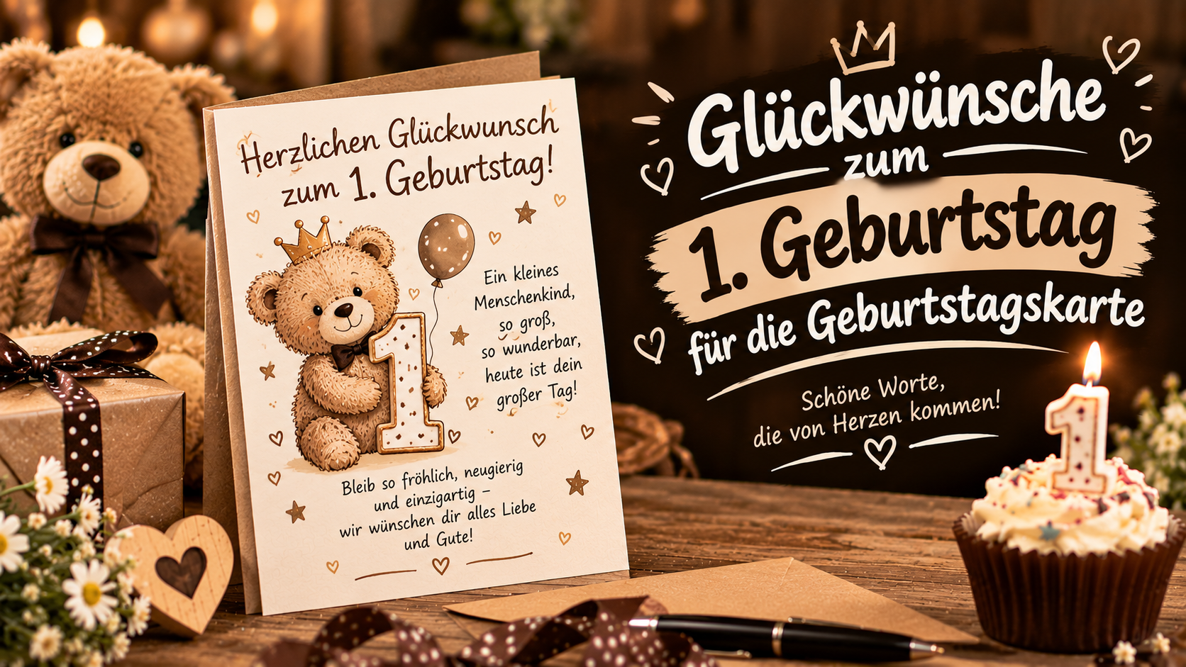 Glückwünsche zum 1. Geburtstag für die Geburtstagskarte