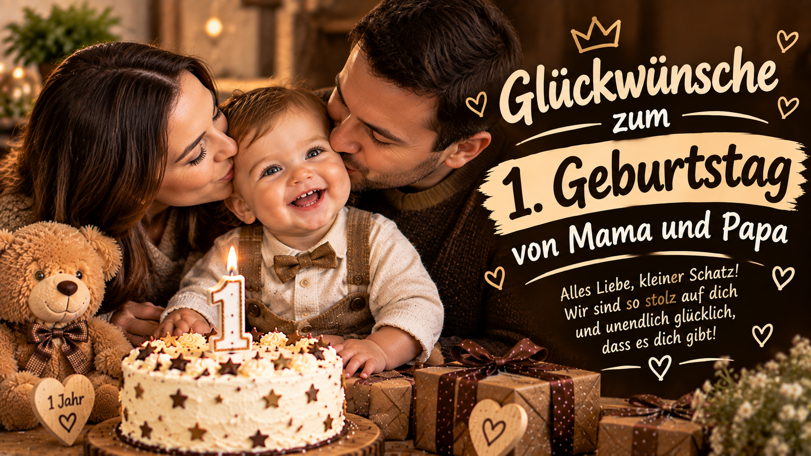 Glückwünsche zum 1. Geburtstag von Mama und Papa