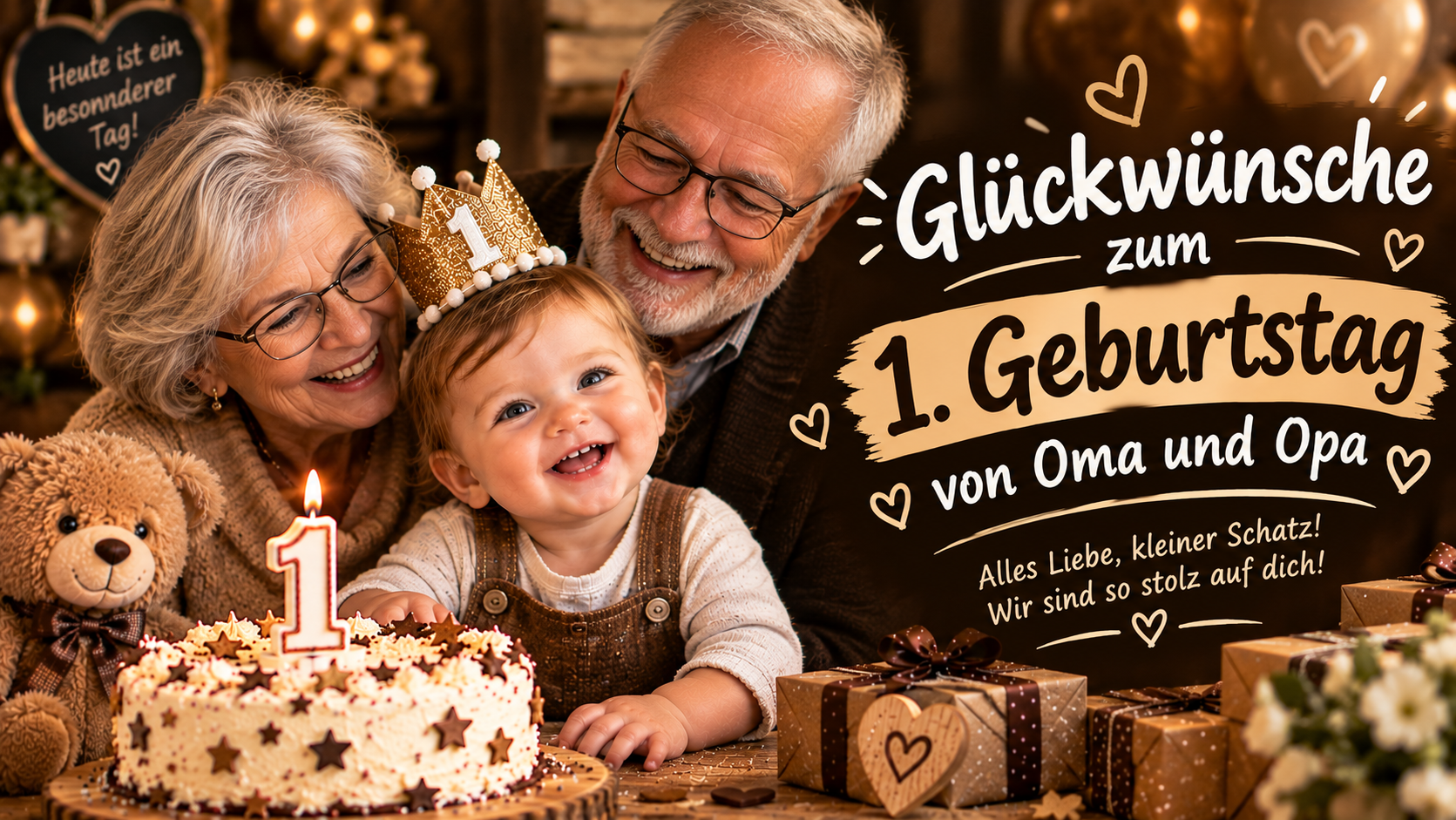 Glückwünsche zum 1. Geburtstag von Oma und Opa