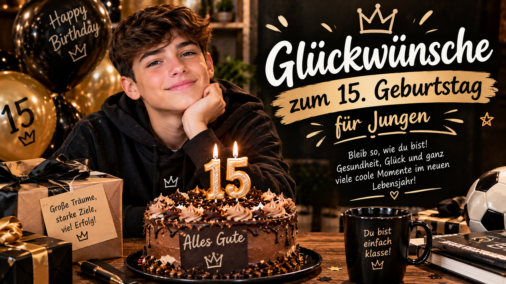Glückwünsche zum 15. Geburtstag für Jungen