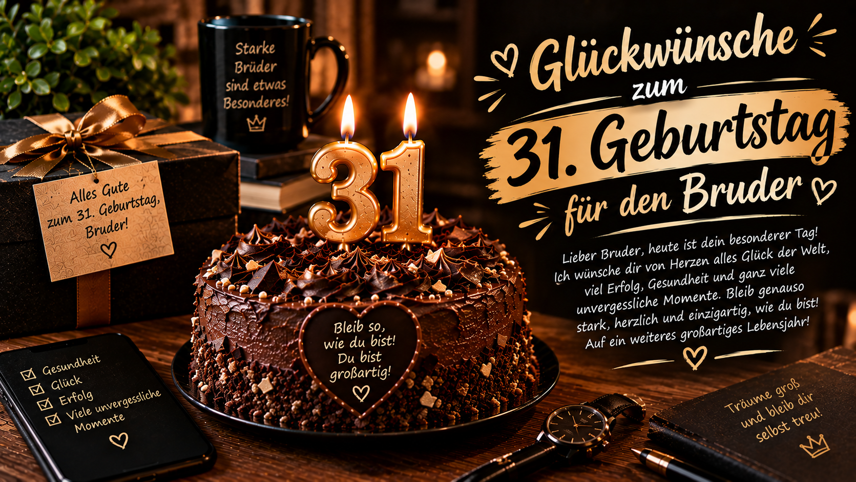 Glückwünsche zum 31. Geburtstag für den Bruder