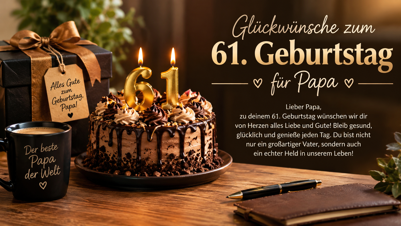 Glückwünsche zum 61. Geburtstag für Papa