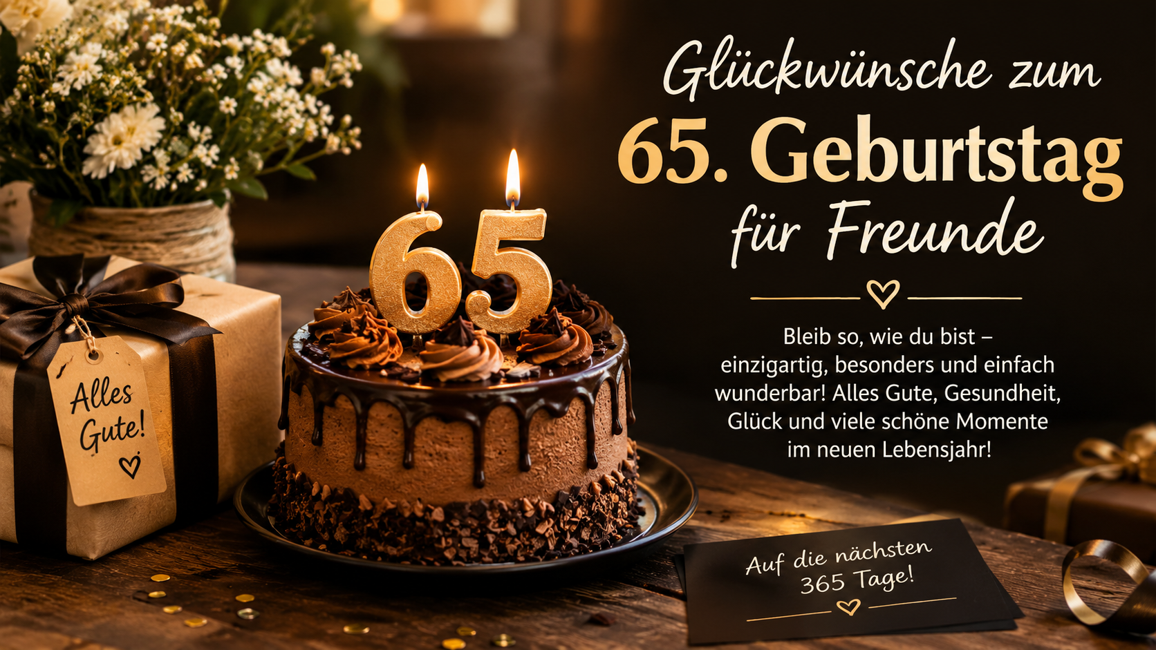 Glückwünsche zum 65. Geburtstag für Freunde