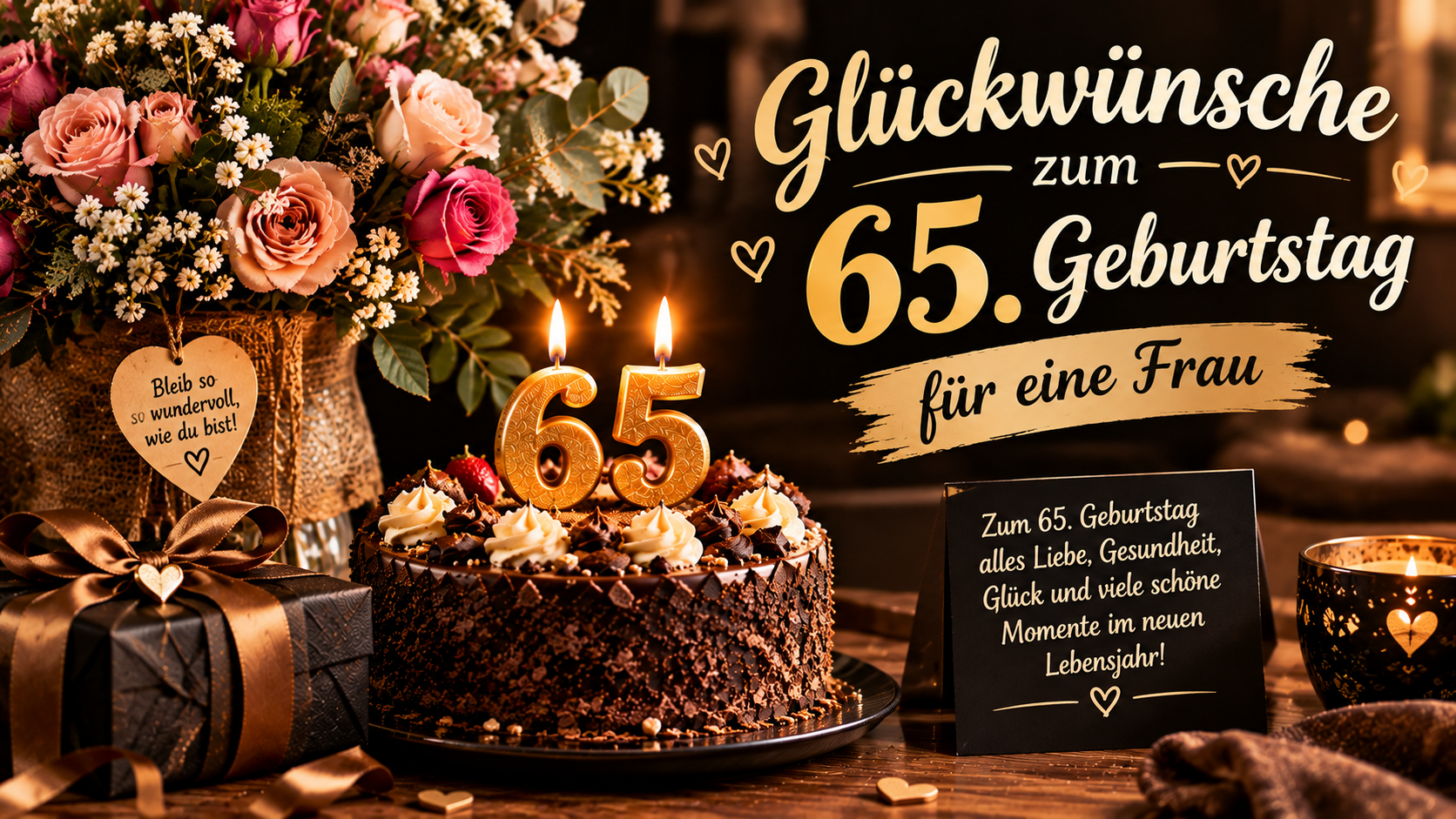 Glückwünsche zum 65. Geburtstag für eine Frau