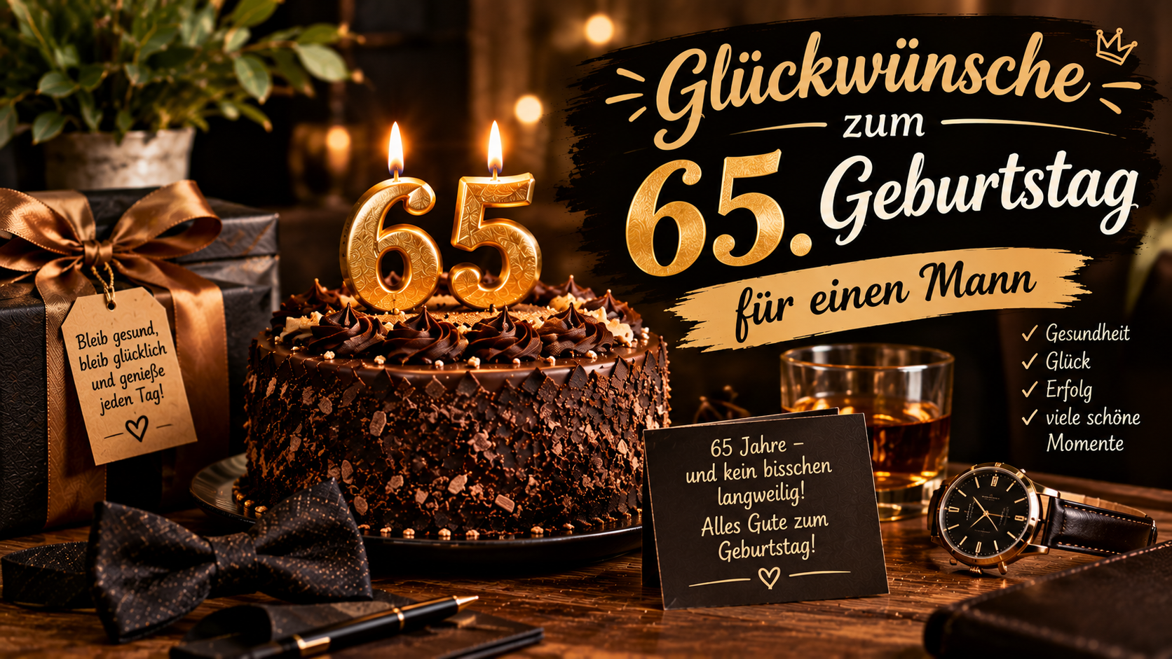 Glückwünsche zum 65. Geburtstag für einen Mann