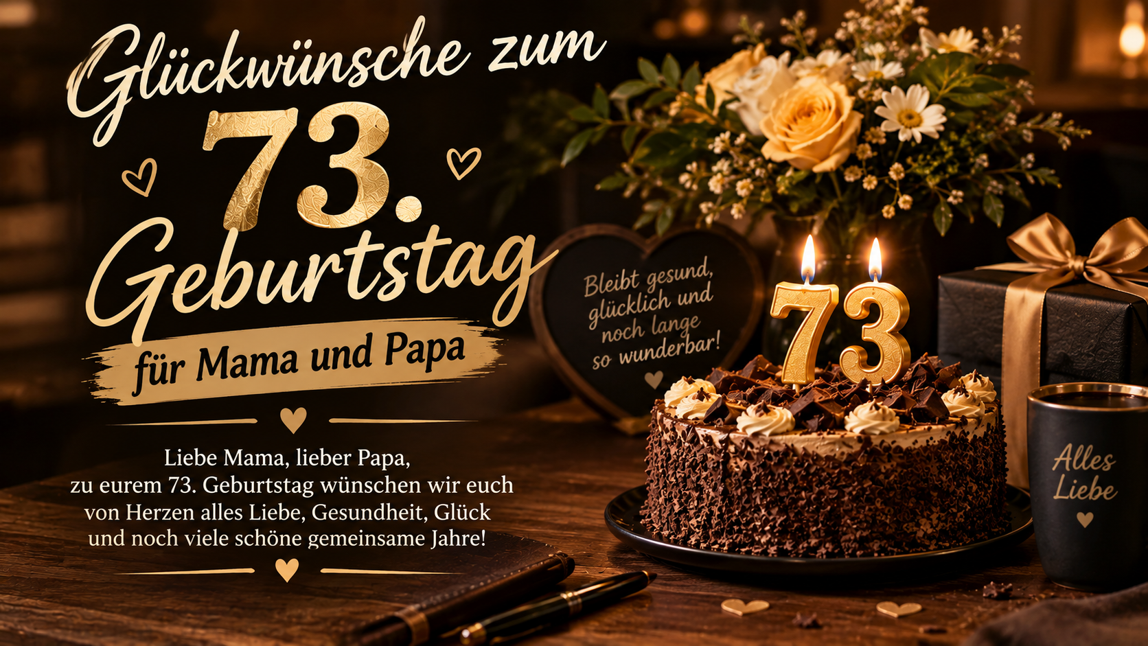 Glückwünsche zum 73. Geburtstag für Mama und Papa