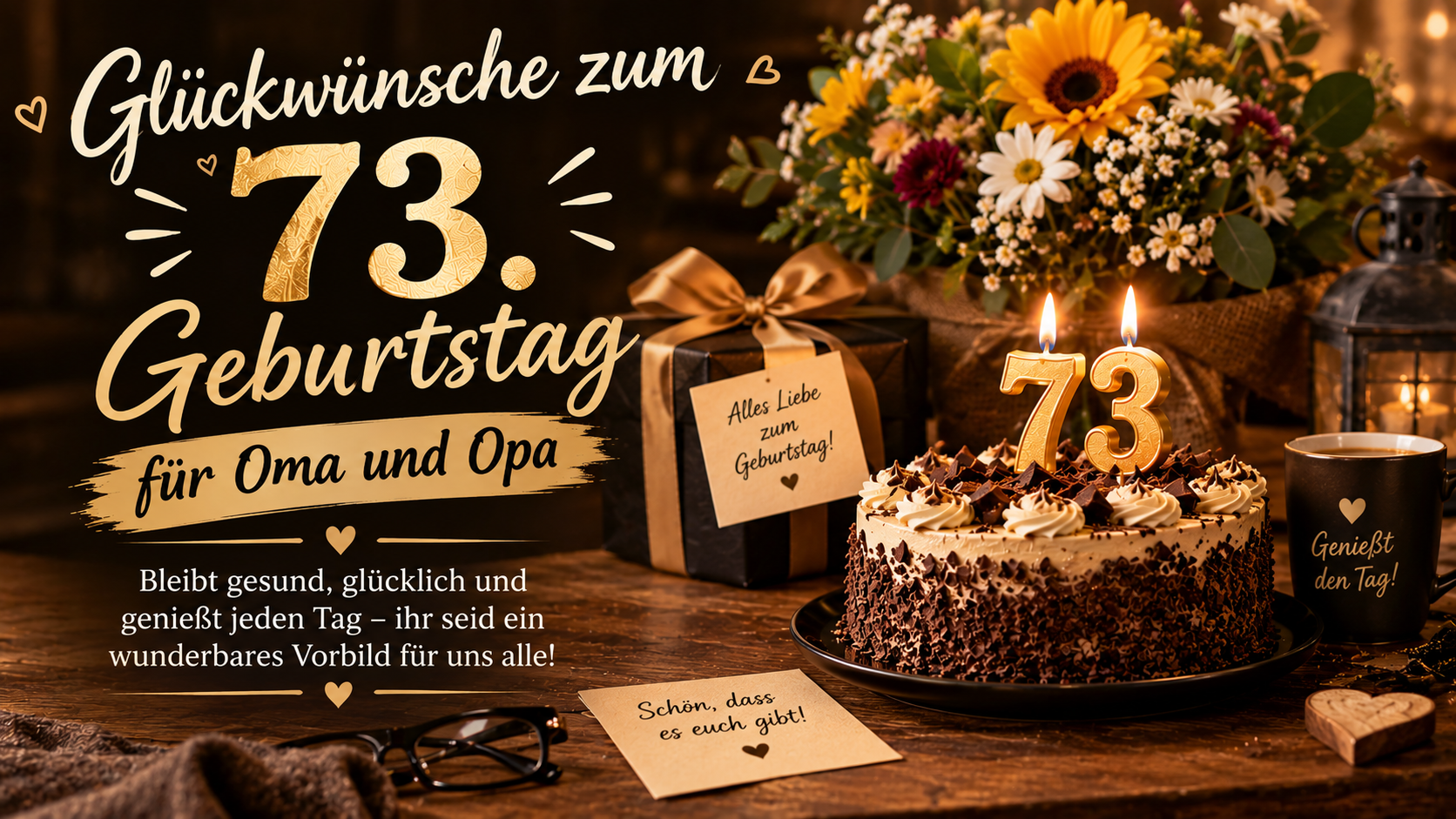 Glückwünsche zum 73. Geburtstag für Oma und Opa