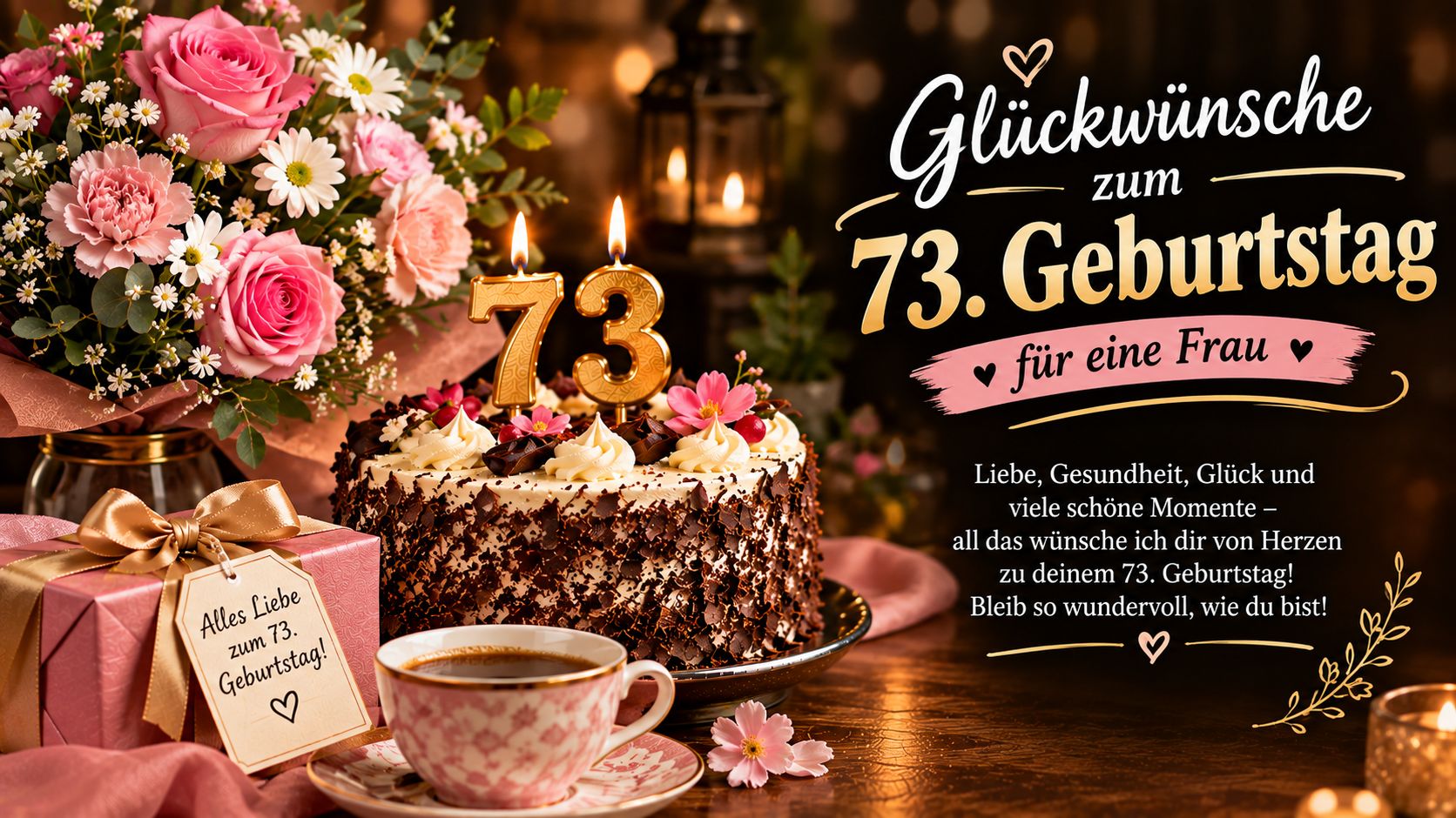 Glückwünsche zum 73. Geburtstag für eine Frau