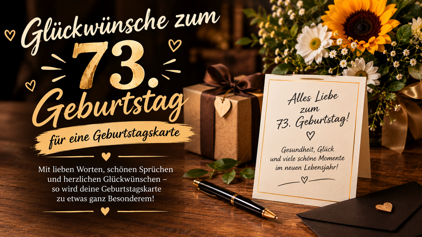Glückwünsche zum 73. Geburtstag für eine Geburtstagskarte