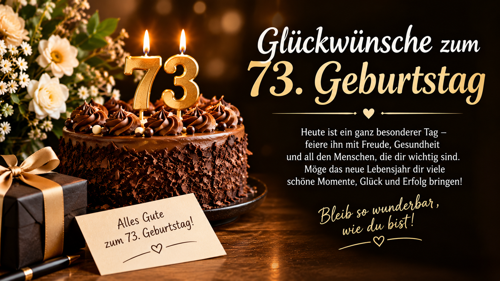 Glückwünsche zum 73. Geburtstag