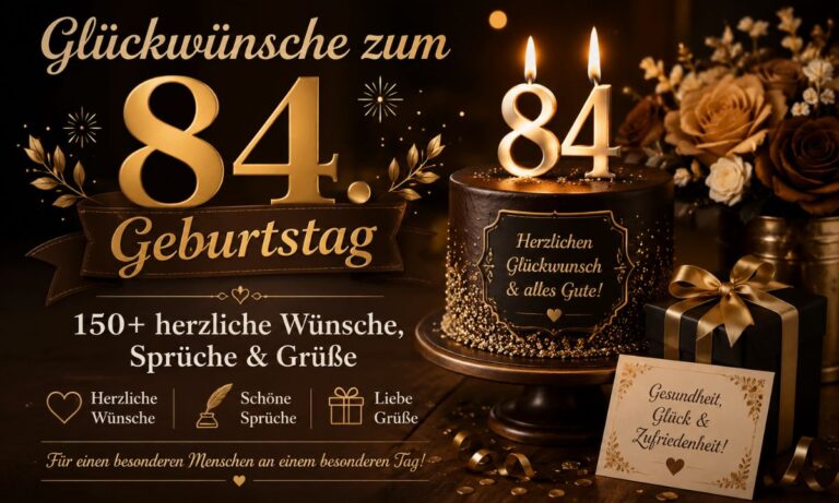 Glückwünsche zum 84. Geburtstag – 150+ herzliche Wünsche, Sprüche & Grüße