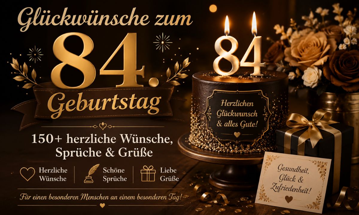Glückwünsche zum 84. Geburtstag – 150+ herzliche Wünsche, Sprüche & Grüße