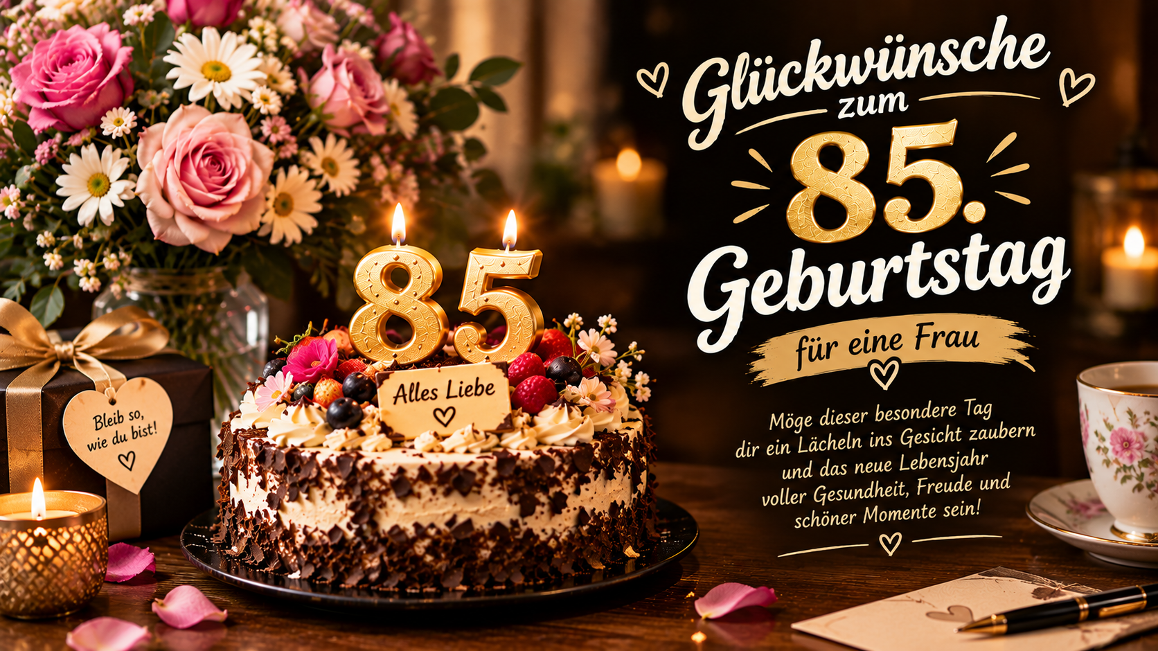 Glückwünsche zum 85. Geburtstag für eine Frau
