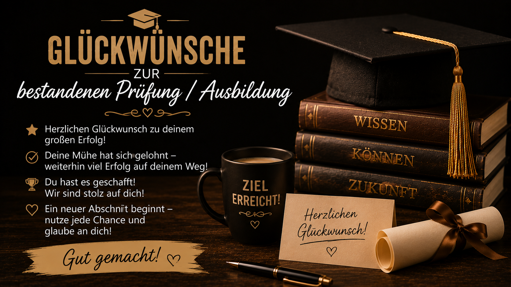 Glückwünsche zur bestandenen Prüfung Ausbildung