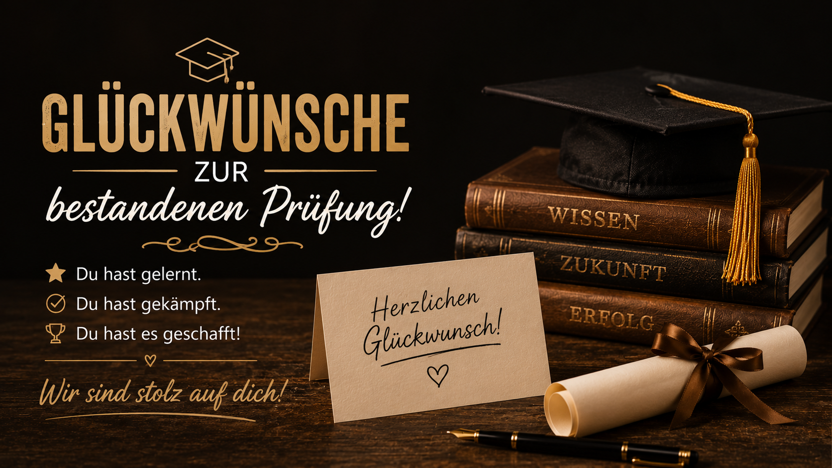 Glückwünsche zur bestandenen Prüfung