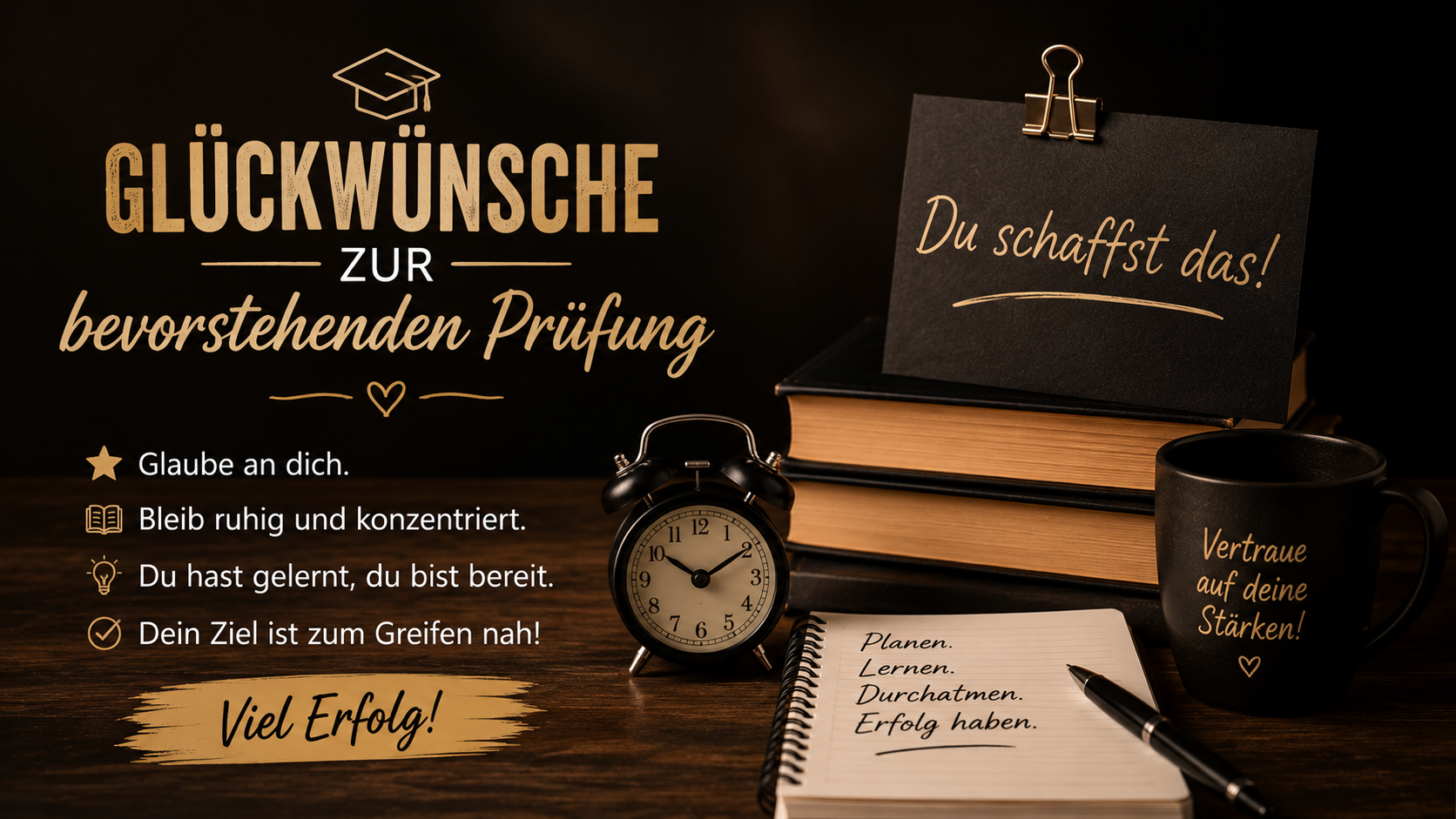 Glückwünsche zur bevorstehenden Prüfung