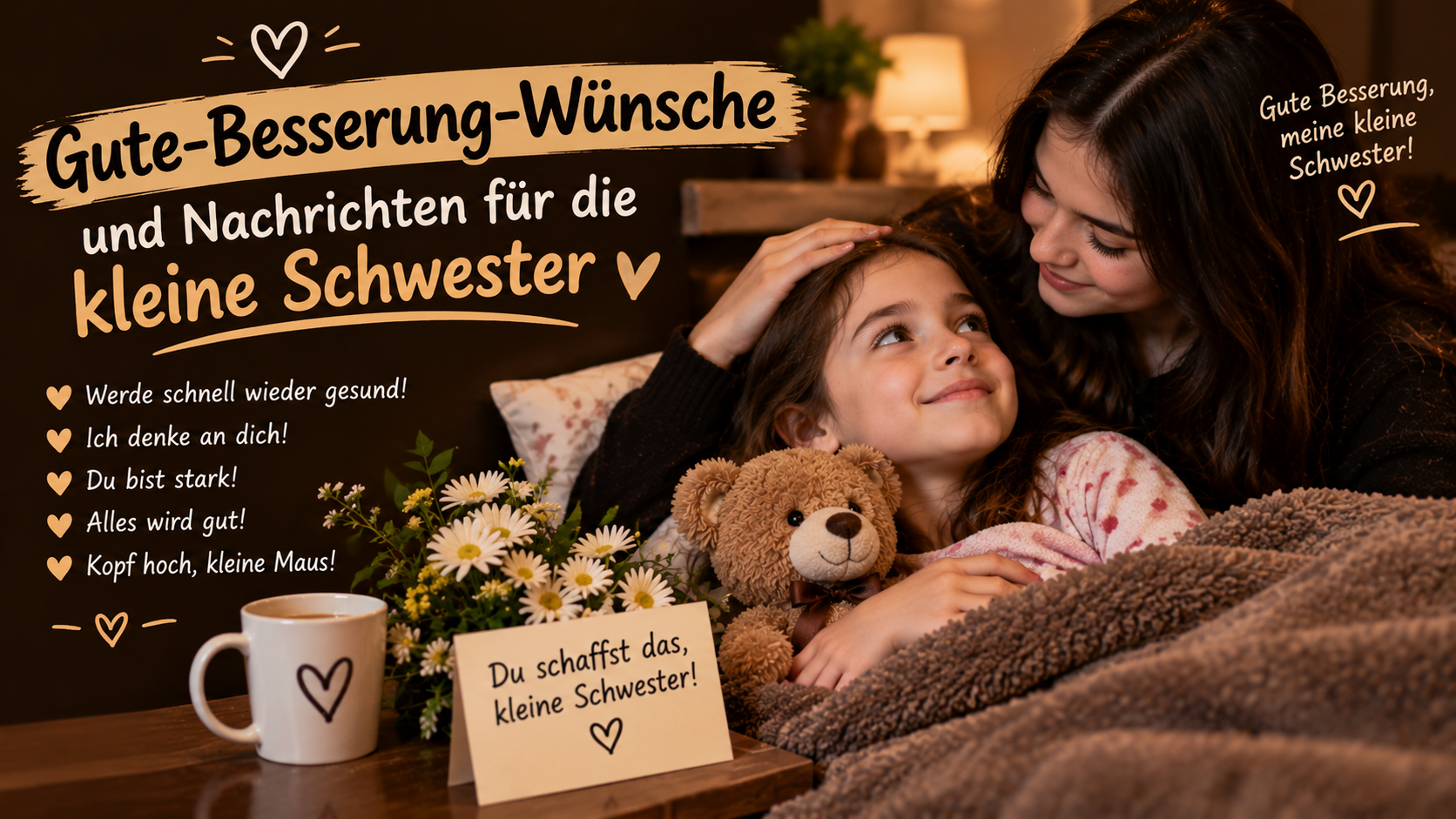 Gute-Besserung-Wünsche und Nachrichten für die kleine Schwester