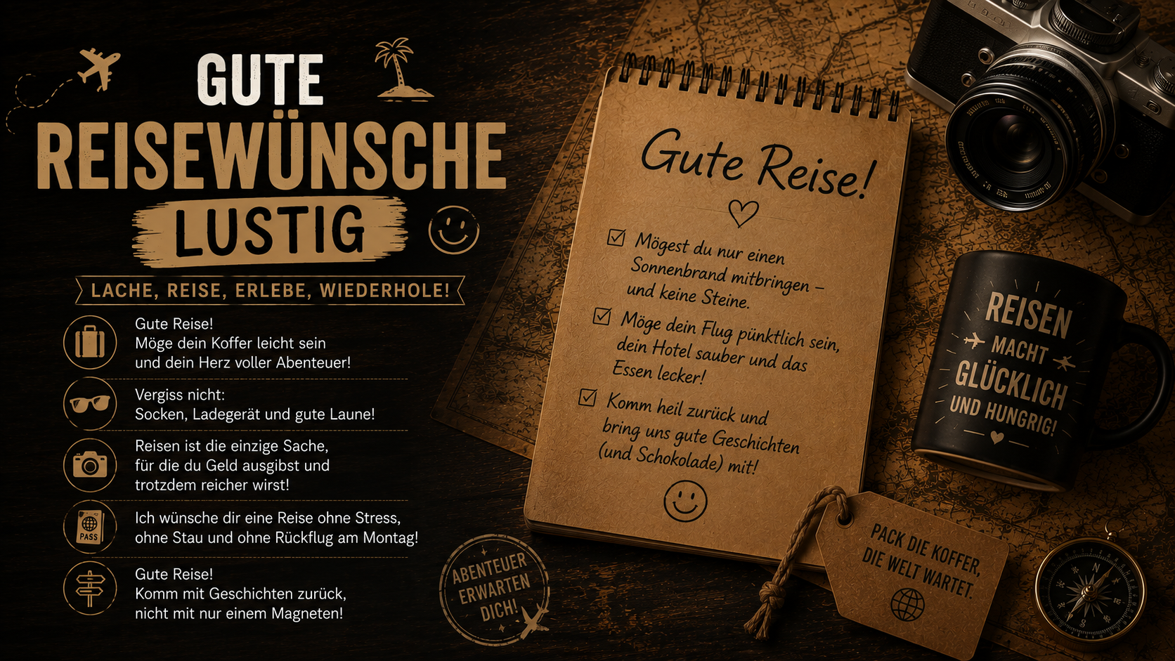 Gute Reisewünsche lustig