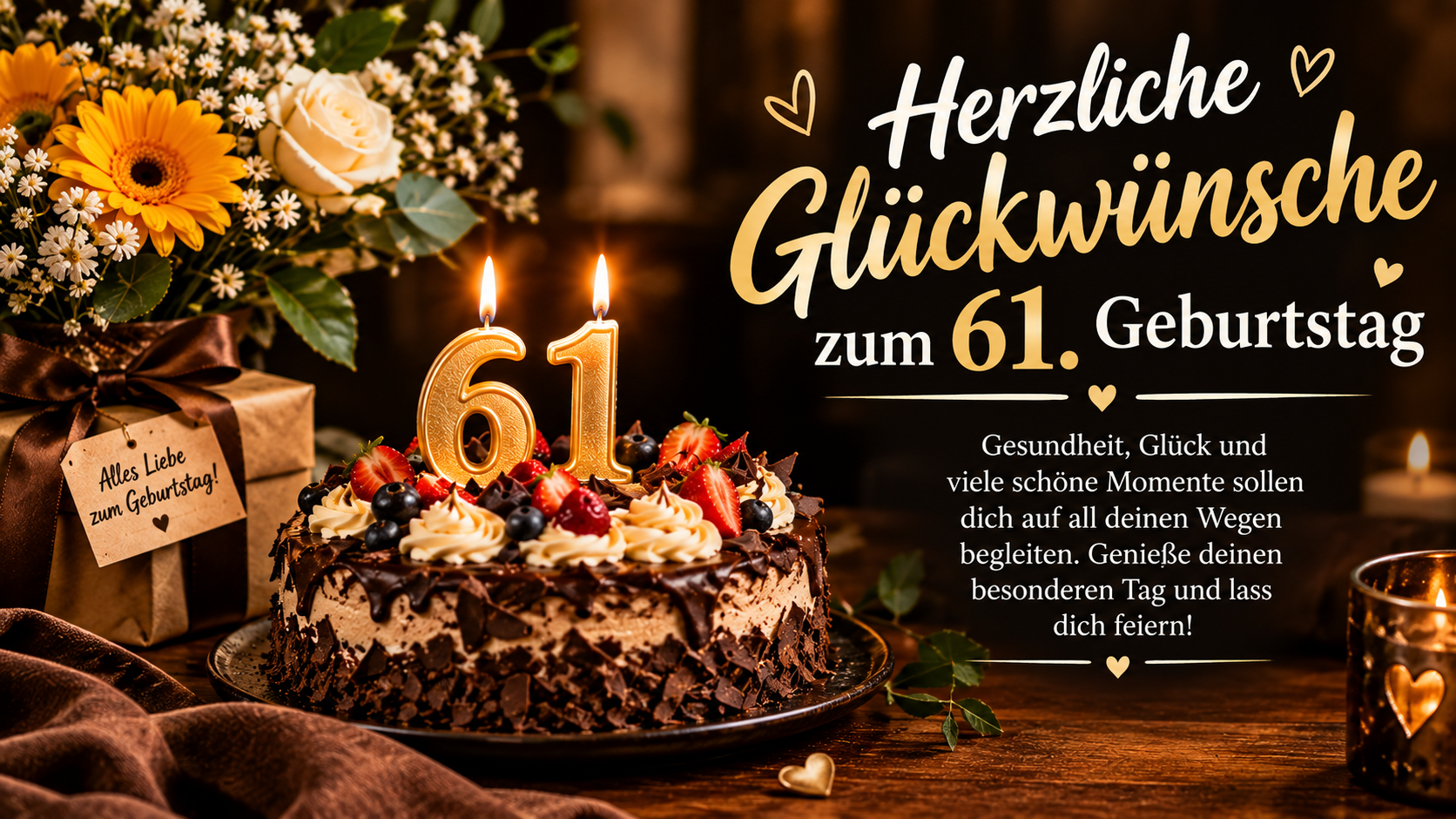 Herzliche Glückwünsche zum 61. Geburtstag