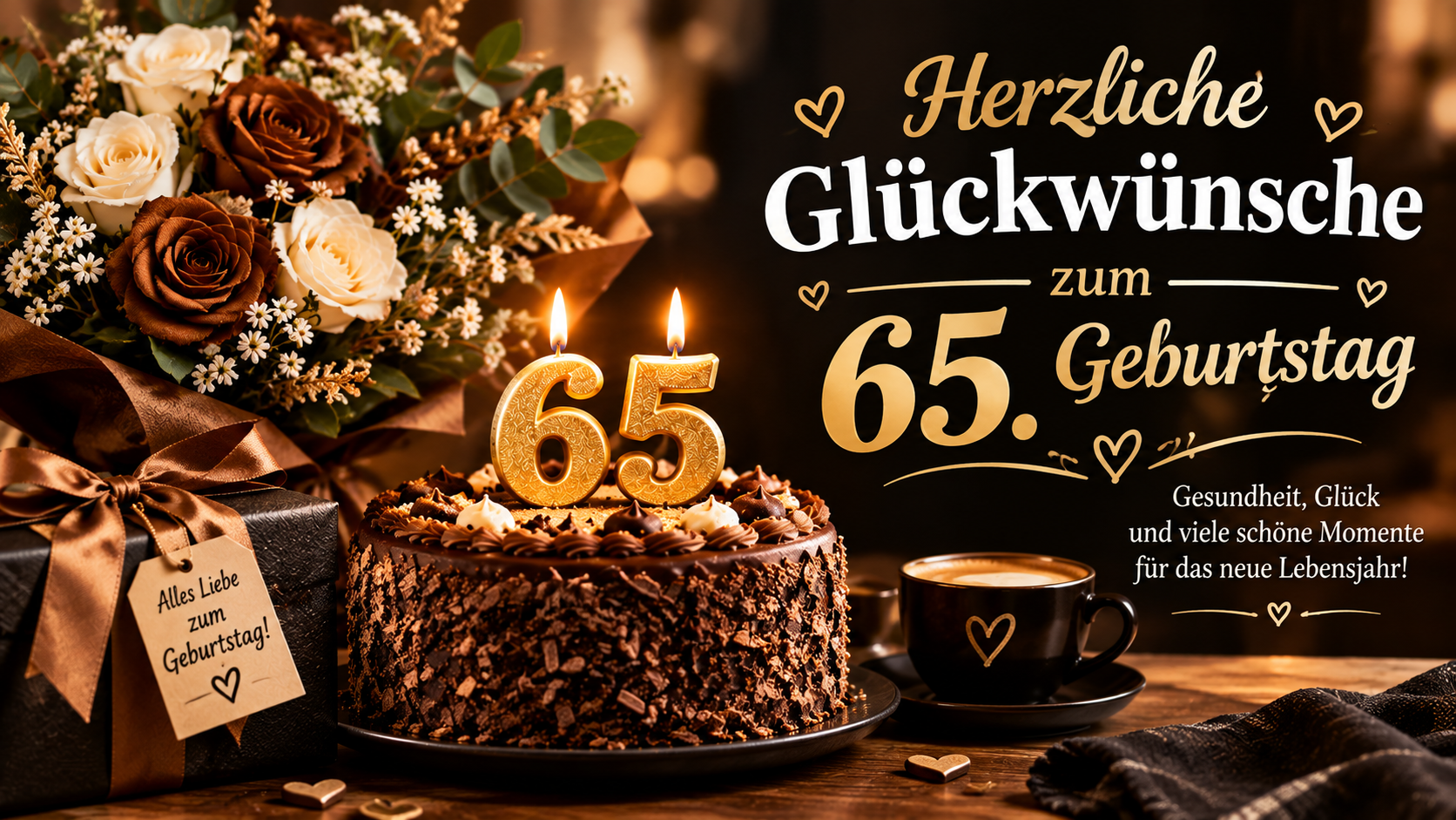 Herzliche Glückwünsche zum 65. Geburtstag