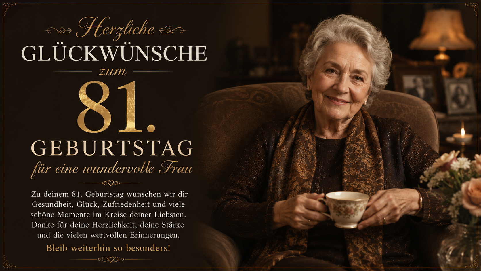Herzliche Glückwünsche zum 81. Geburtstag für eine Frau