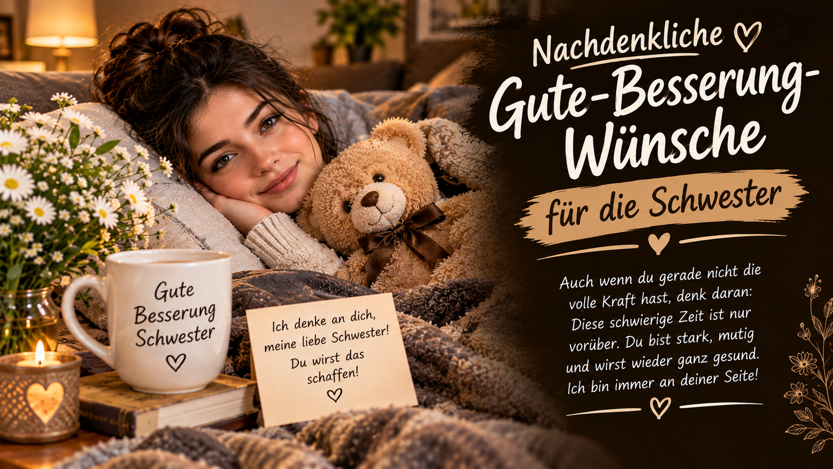 Herzliche Gute-Besserung-Wünsche und Nachrichten für die Schwester