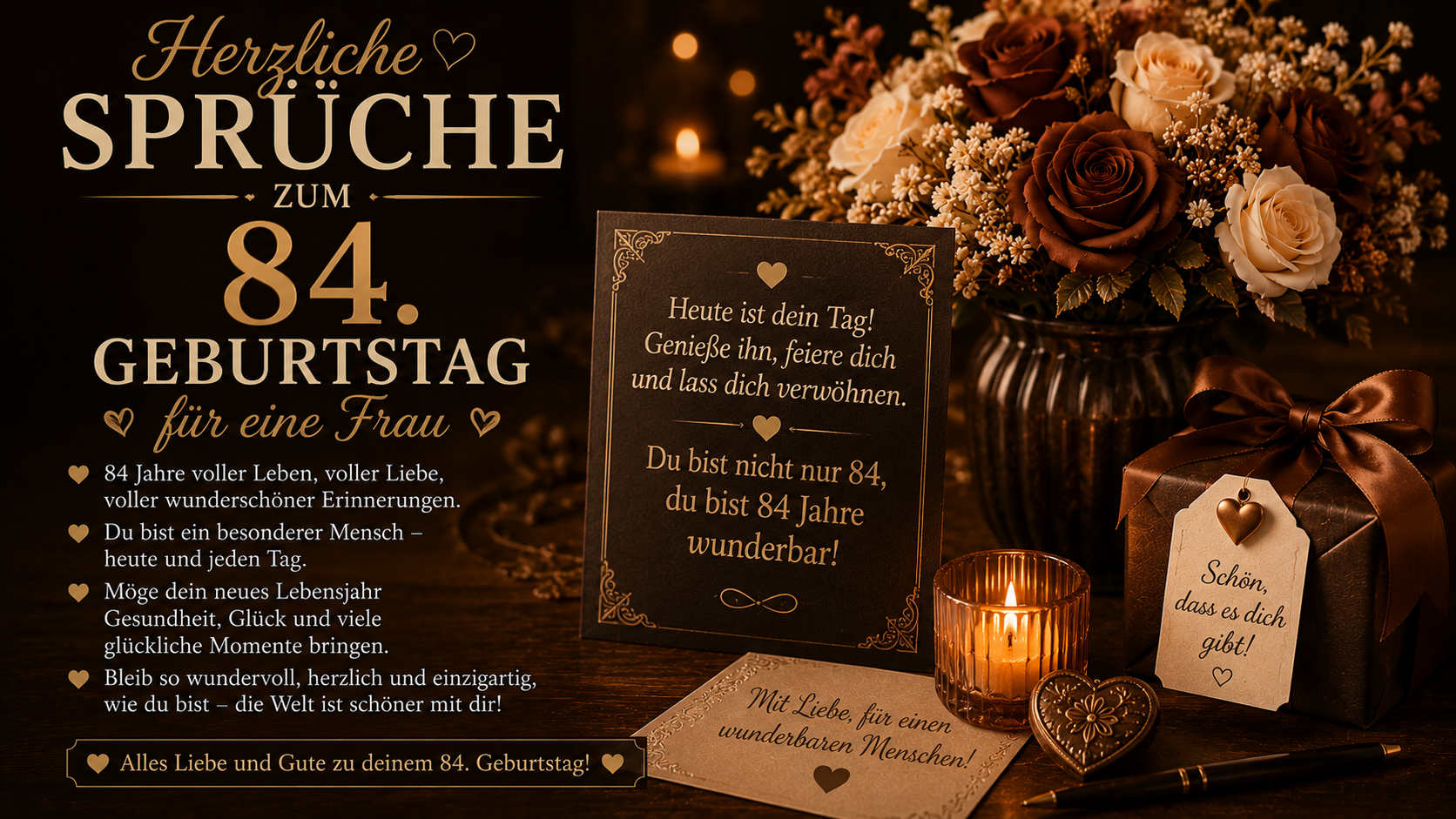 Herzliche Sprüche zum 84. Geburtstag für eine Frau