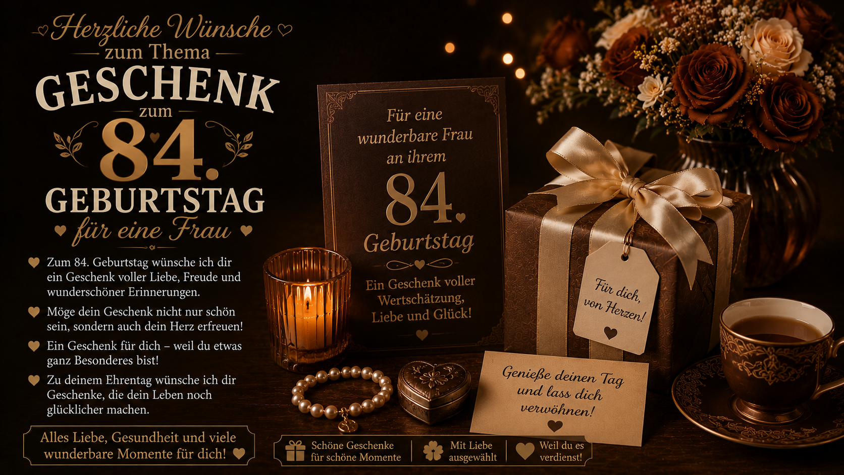 Herzliche Wünsche zum Thema „Geschenk zum 84. Geburtstag für eine Frau