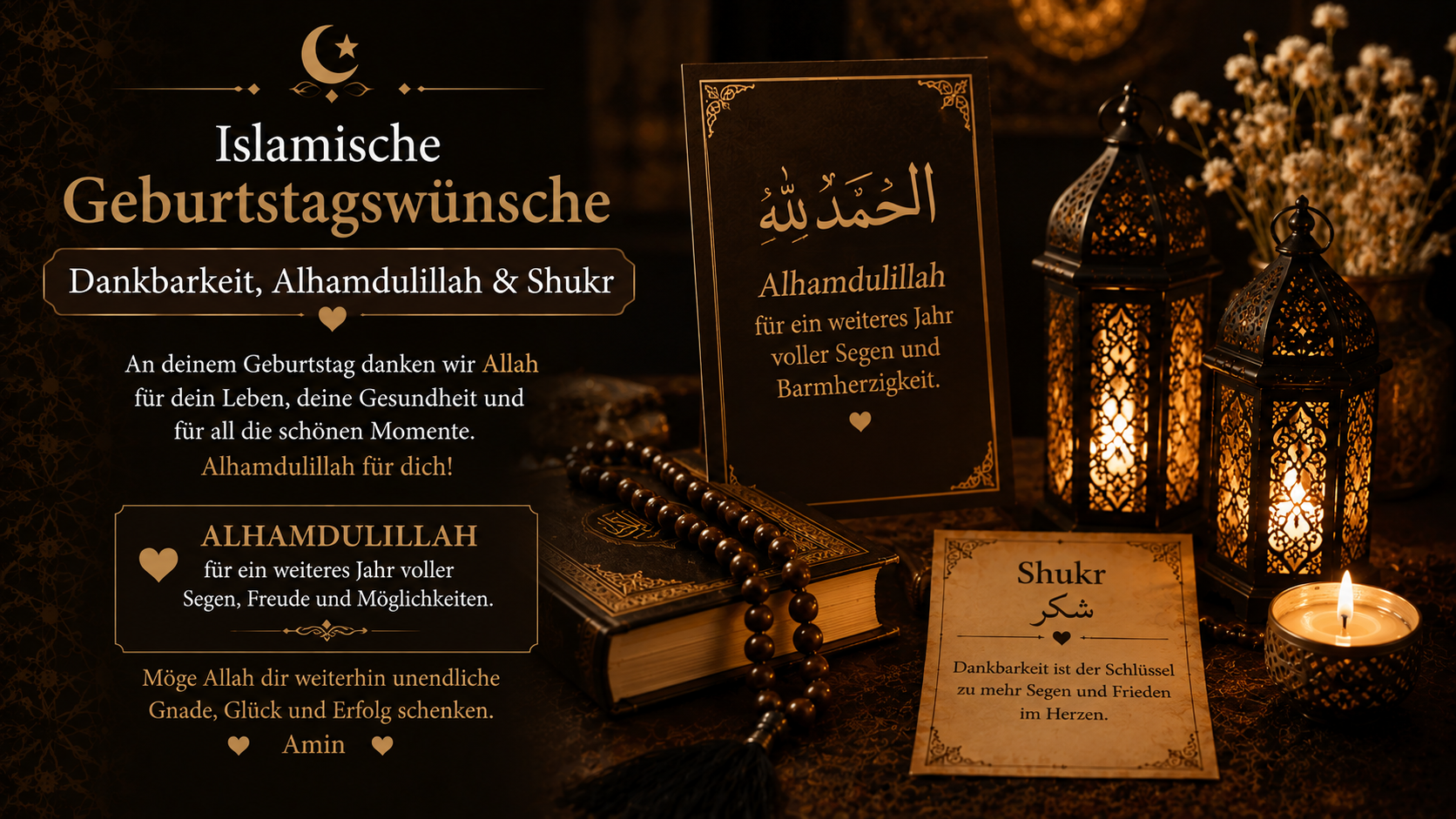 Islamische Geburtstagswünsche – Dankbarkeit, Alhamdulillah & Shukr