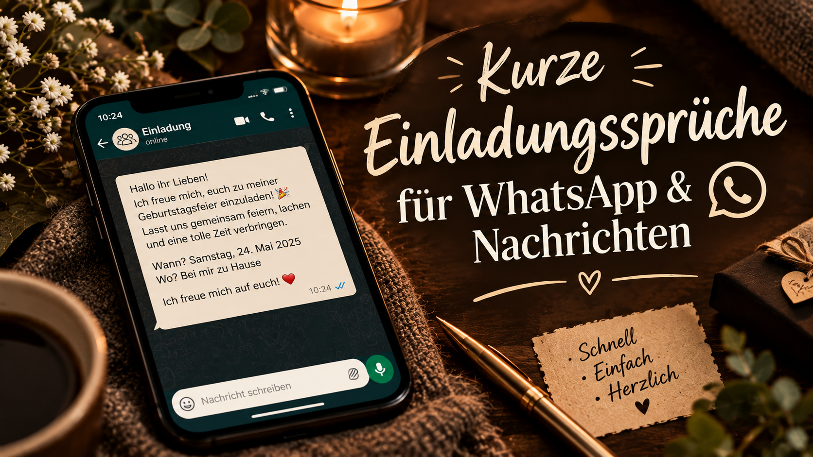 Kurze Einladungssprüche für WhatsApp & Nachrichten