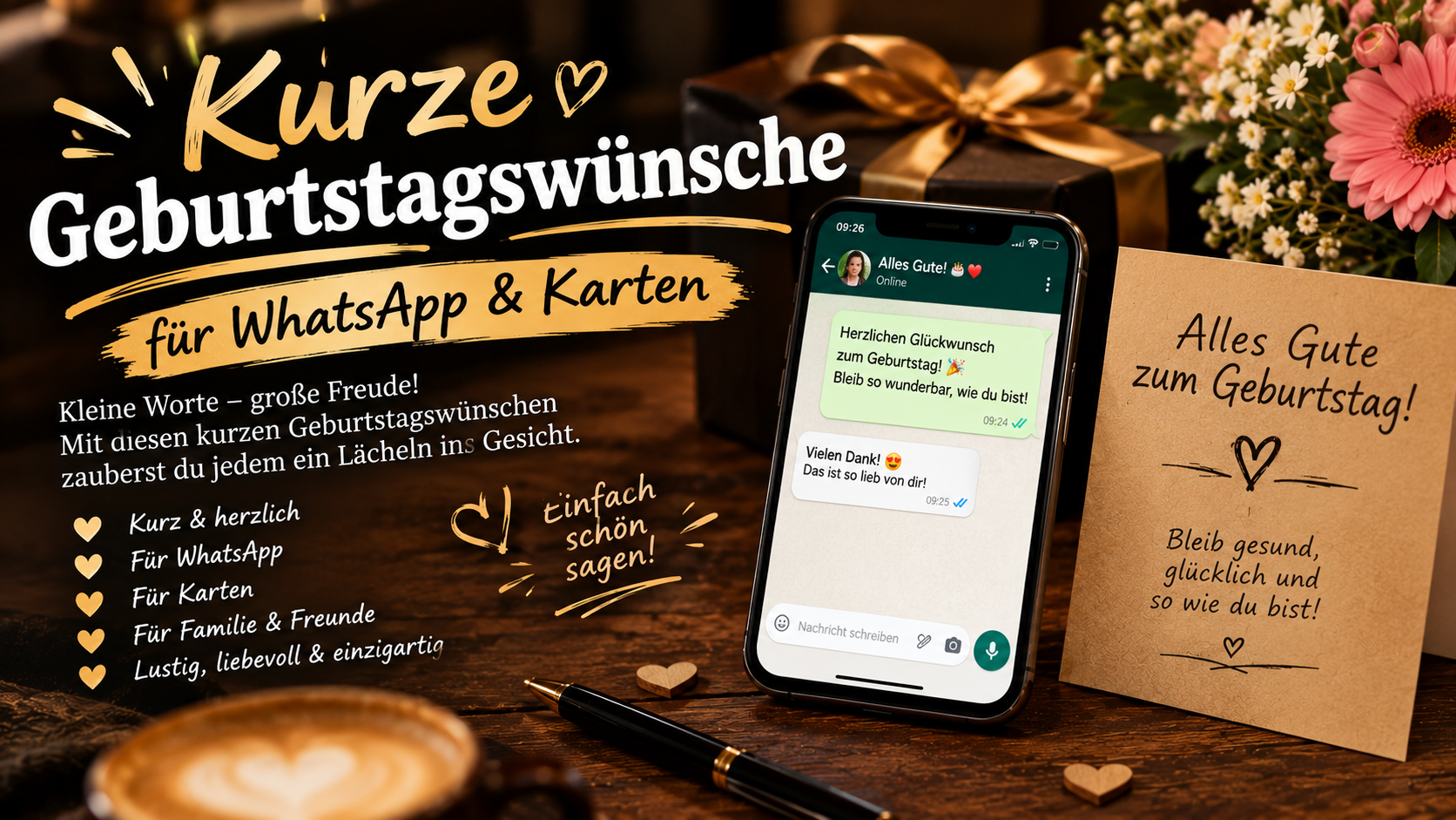 Kurze Geburtstagswünsche für WhatsApp & Karten