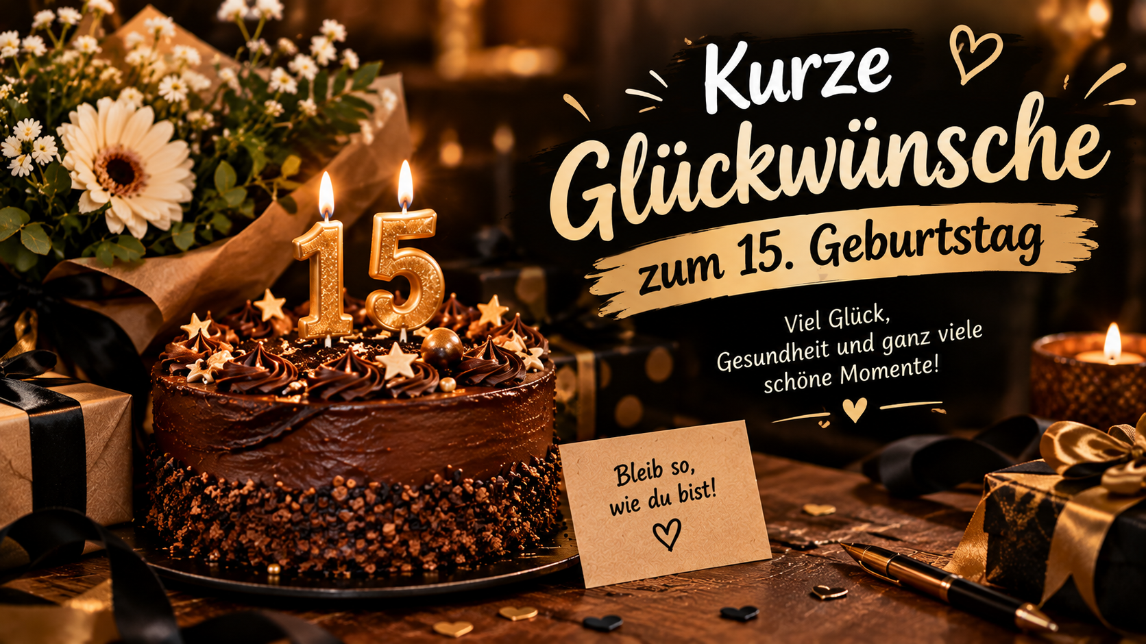 Kurze Glückwünsche zum 15. Geburtstag