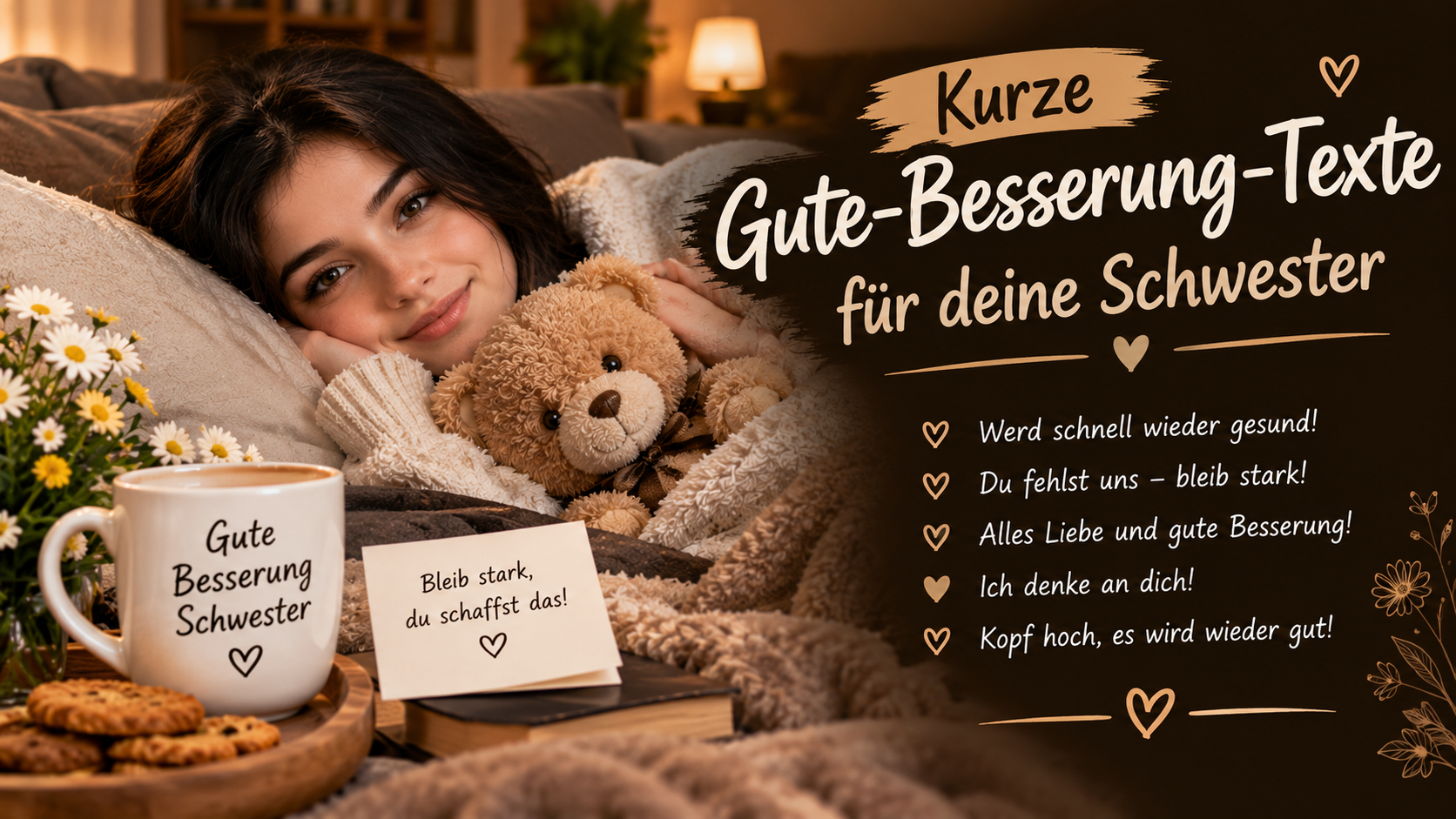 Kurze Gute-Besserung-Texte für deine Schwester