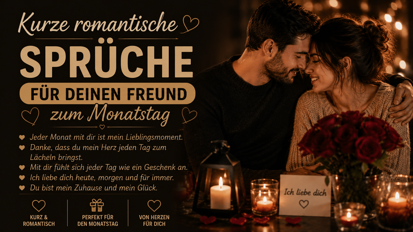 Kurze romantische Sprüche für deinen Freund zum Monatstag