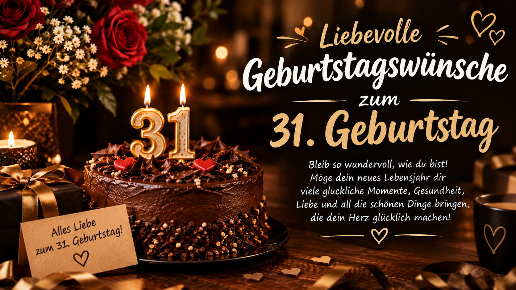 Liebevolle Geburtstagswünsche zum 31. Geburtstag
