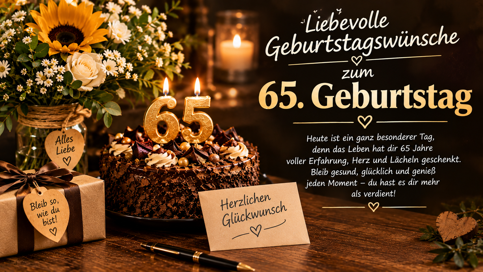 Liebevolle Geburtstagswünsche zum 65. Geburtstag