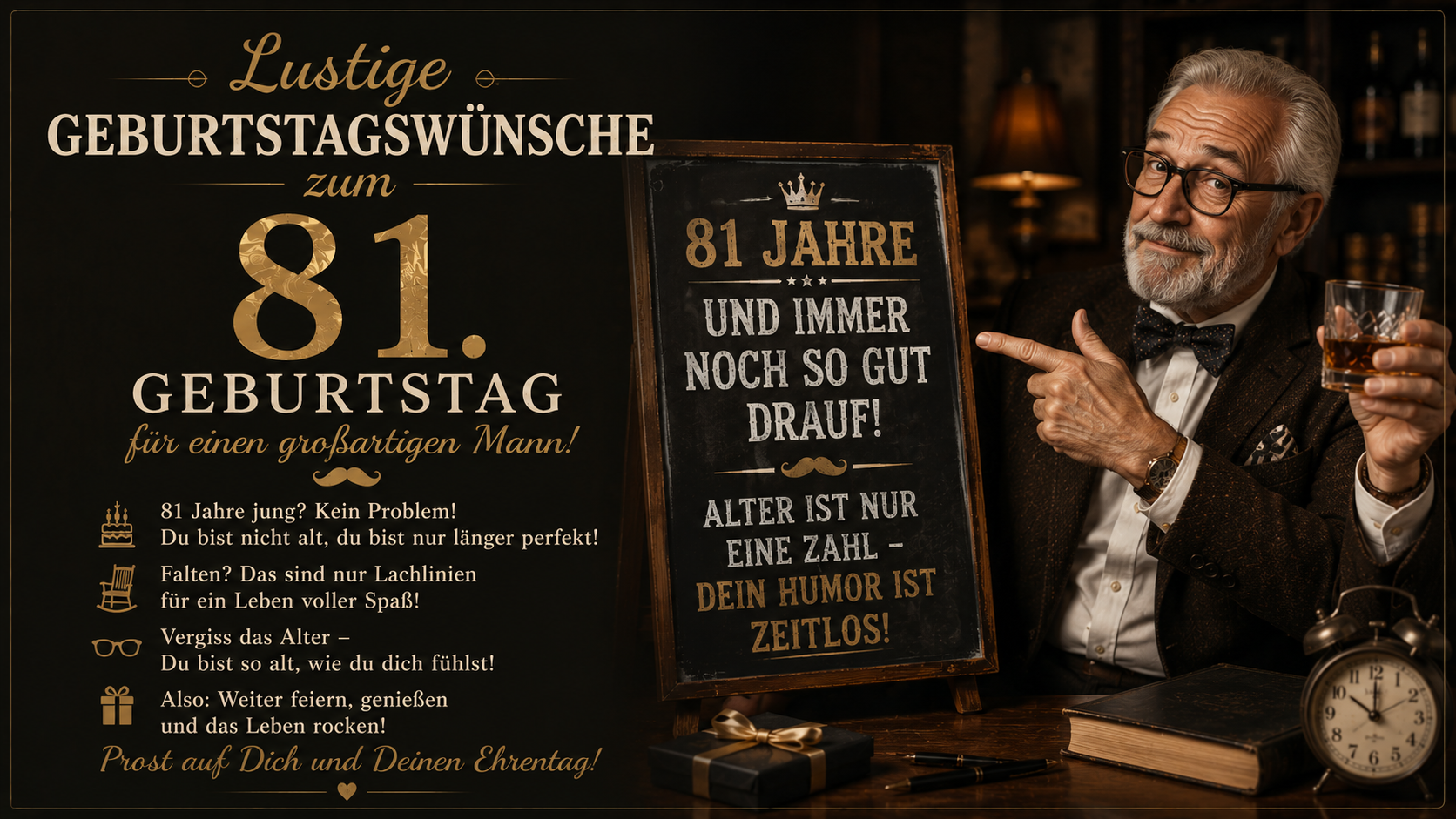 Lustige Geburtstagswünsche zum 81. Geburtstag für einen Mann