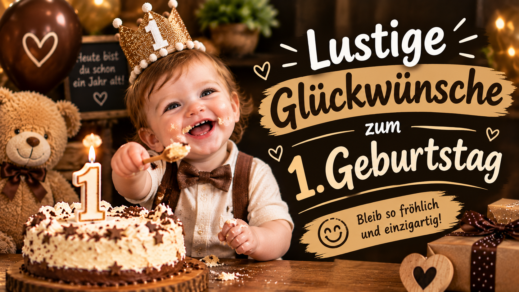Lustige Glückwünsche zum 1. Geburtstag