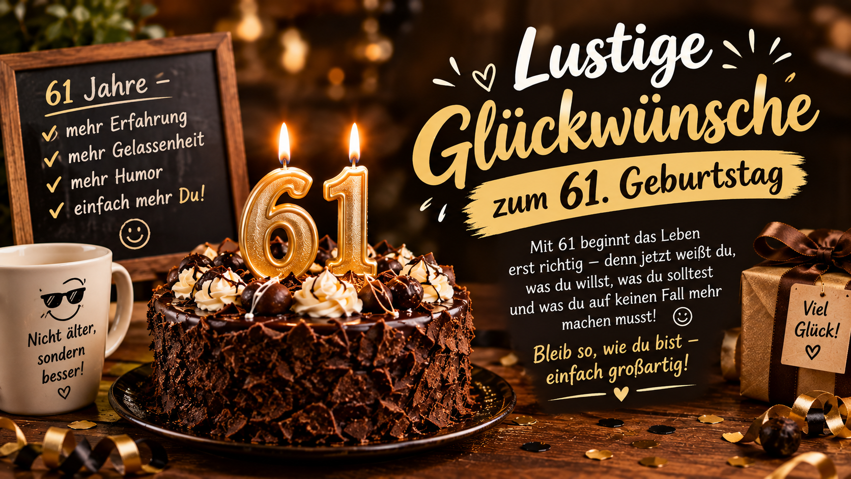 Lustige Glückwünsche zum 61. Geburtstag