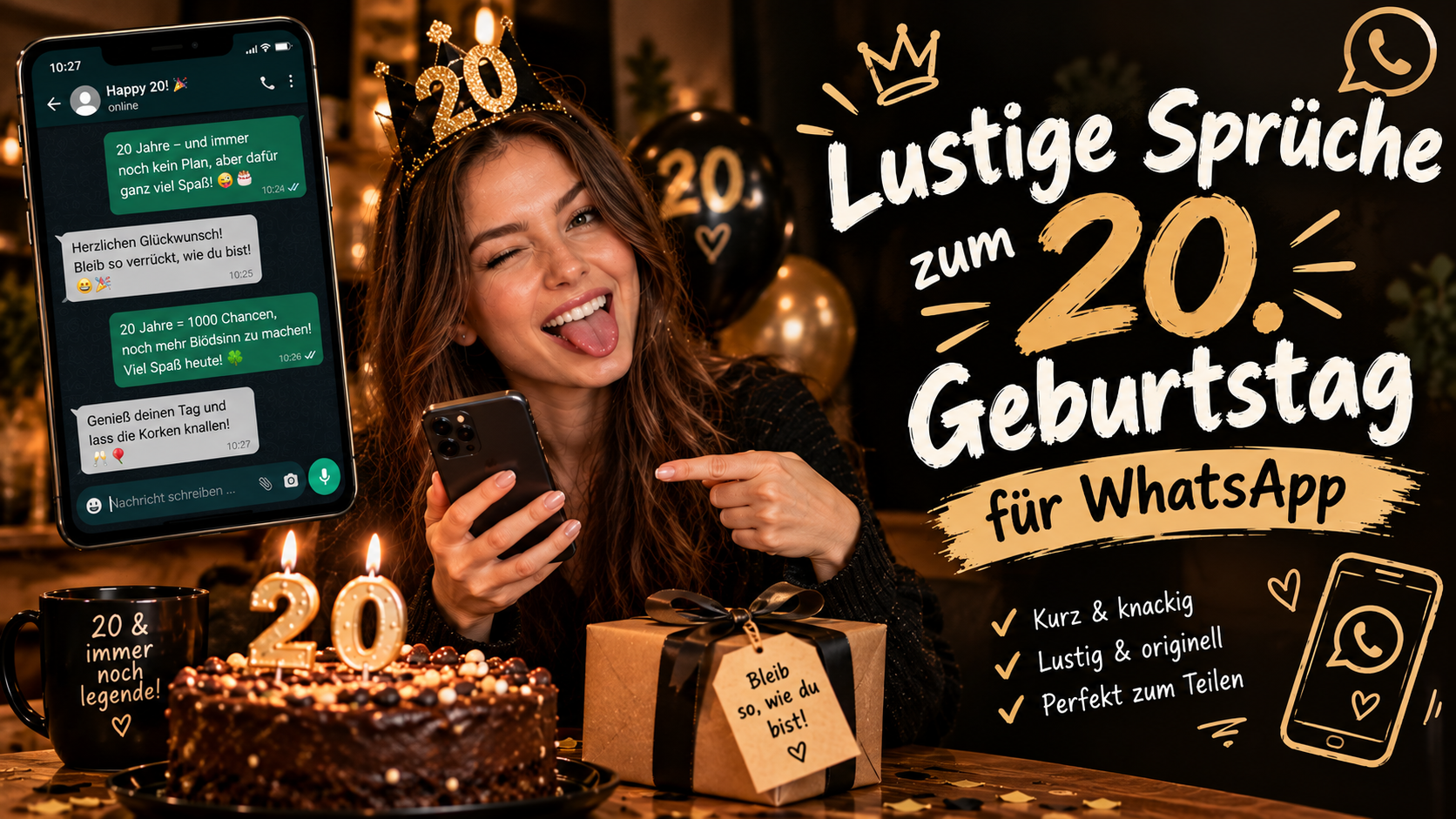 Lustige Sprüche zum 20. Geburtstag für WhatsApp