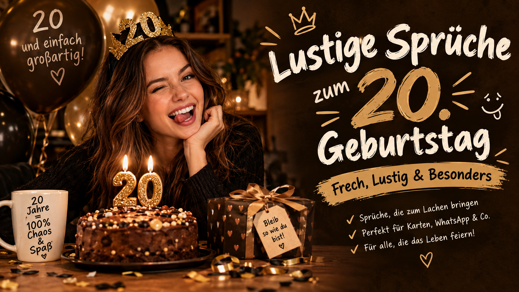 Lustige Sprüche zum 20. Geburtstag