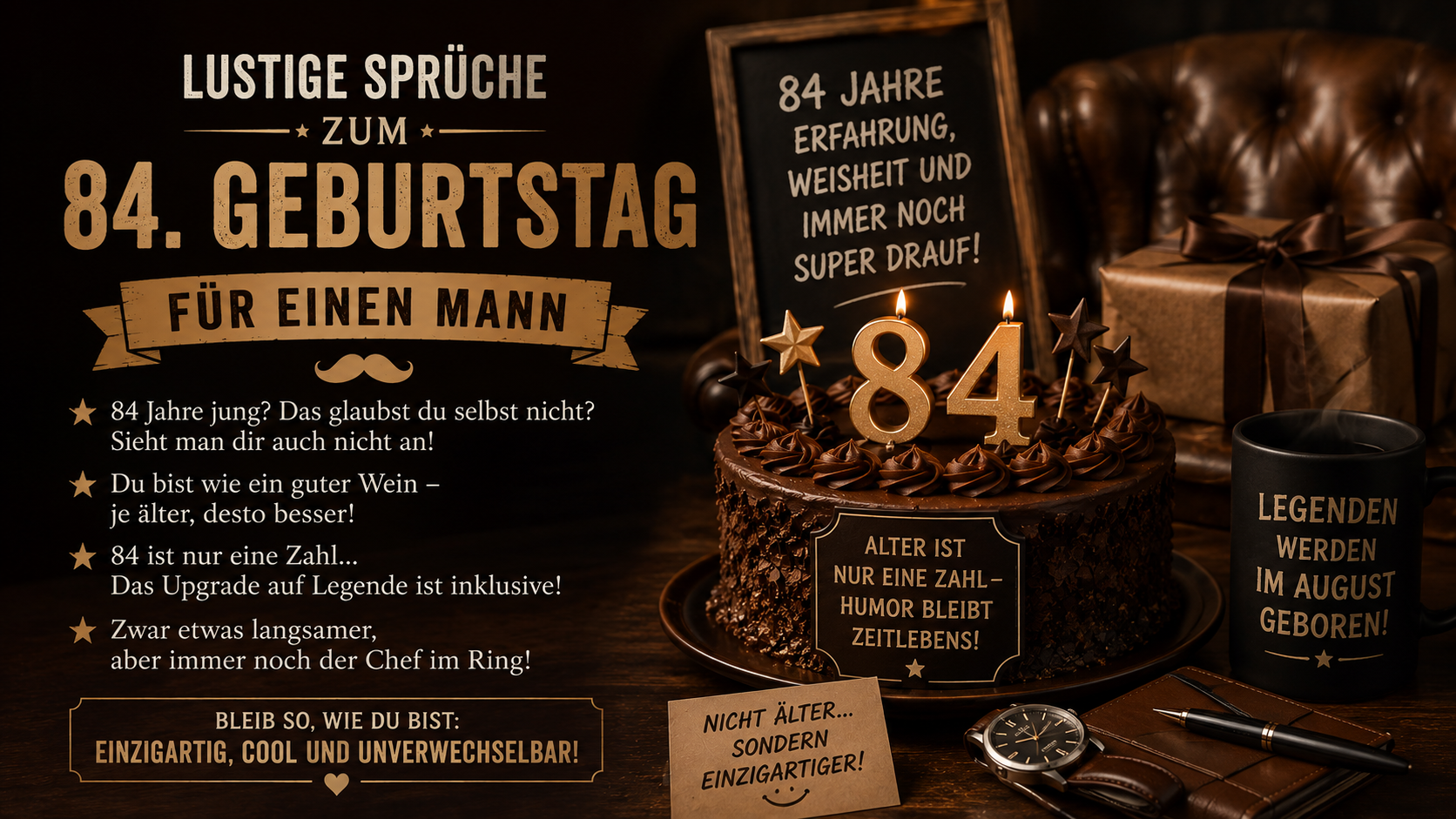 Lustige Sprüche zum 84. Geburtstag für einen Mann