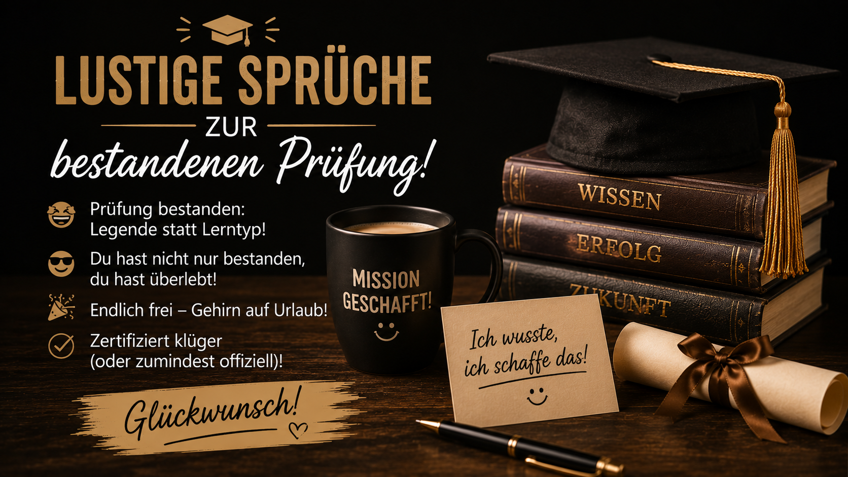 Lustige Sprüche zur bestandenen Prüfung