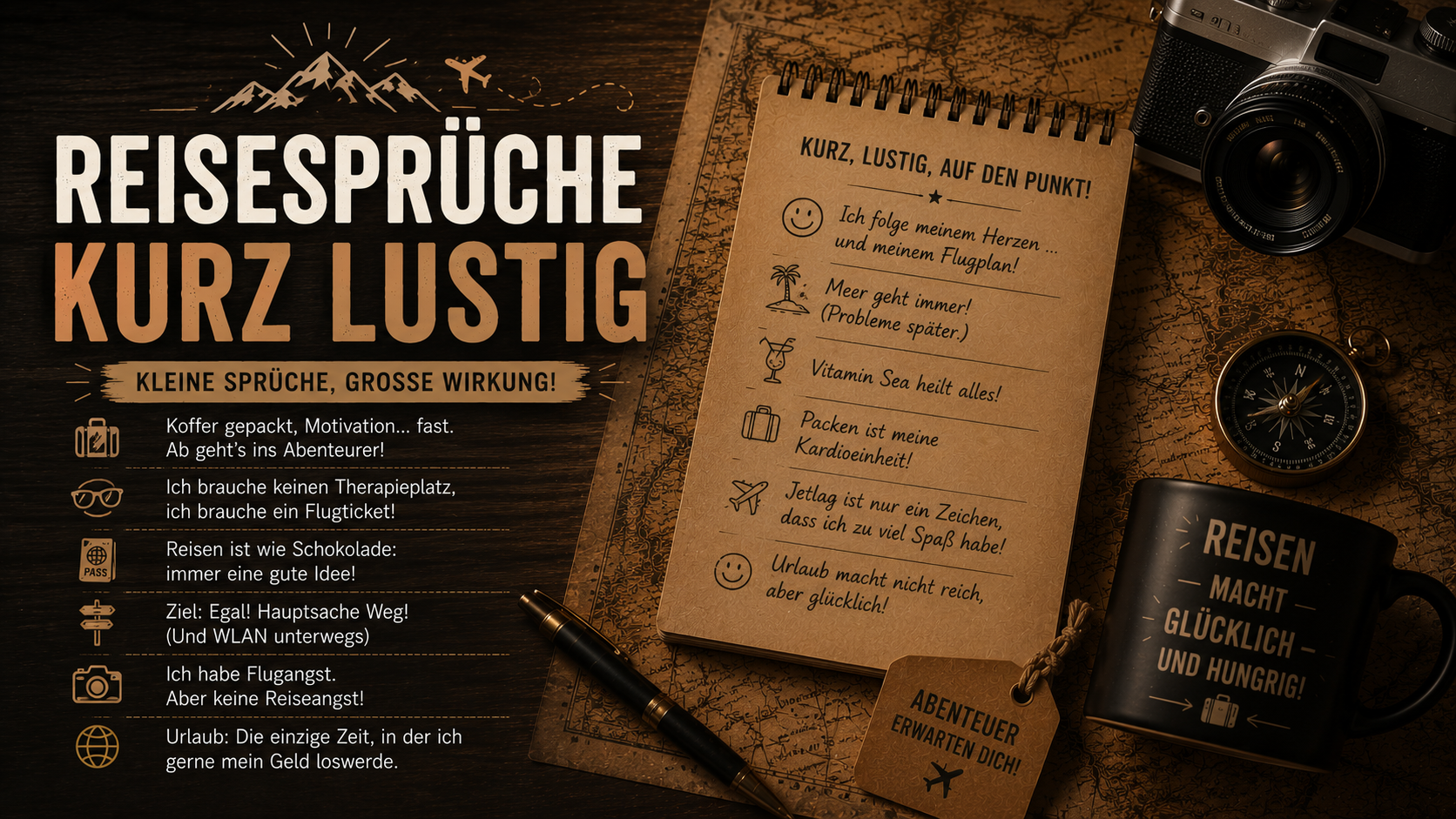 Reisesprüche kurz lustig