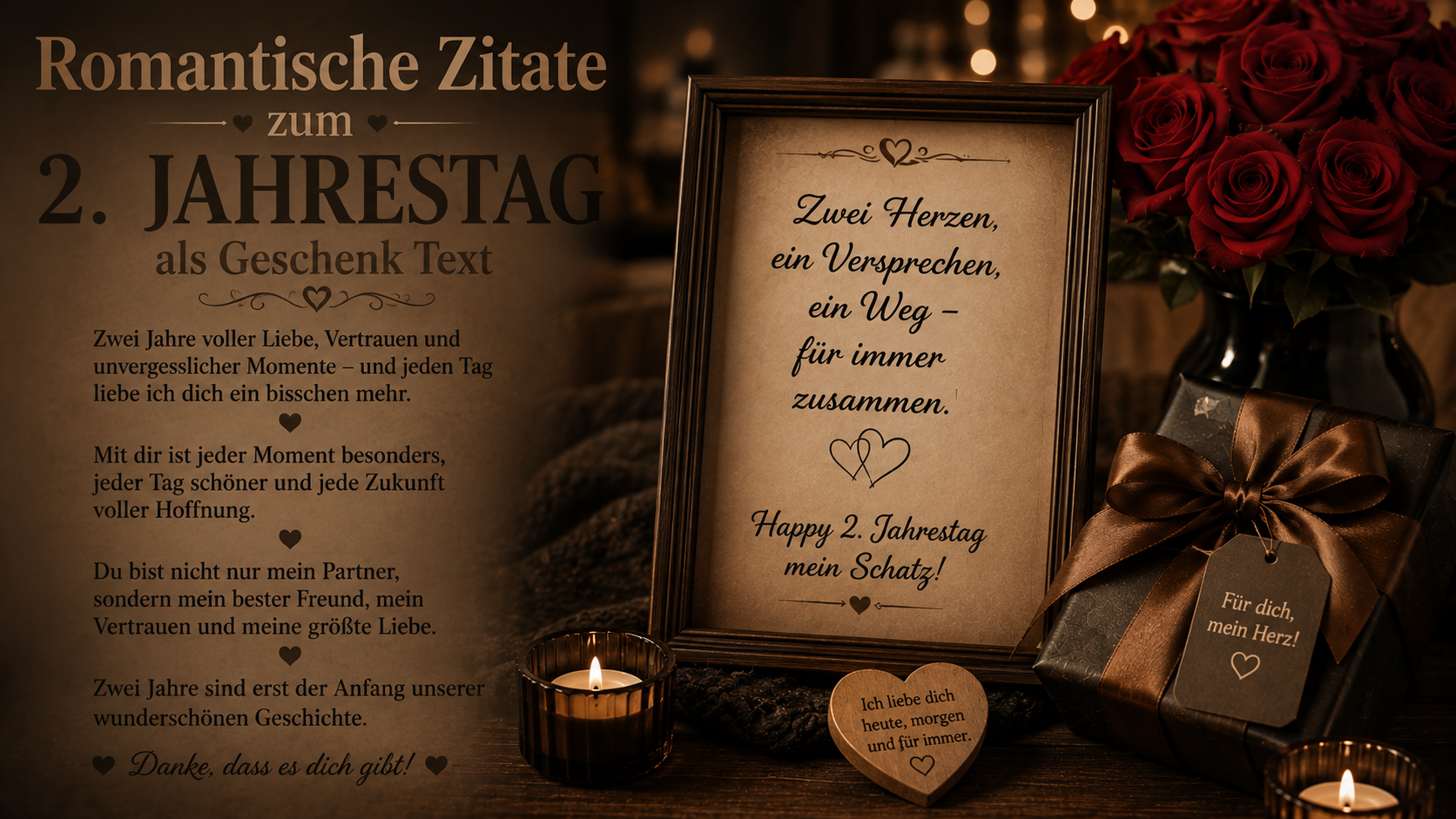 Romantische Zitate zum 2. Jahrestag als Geschenk Text