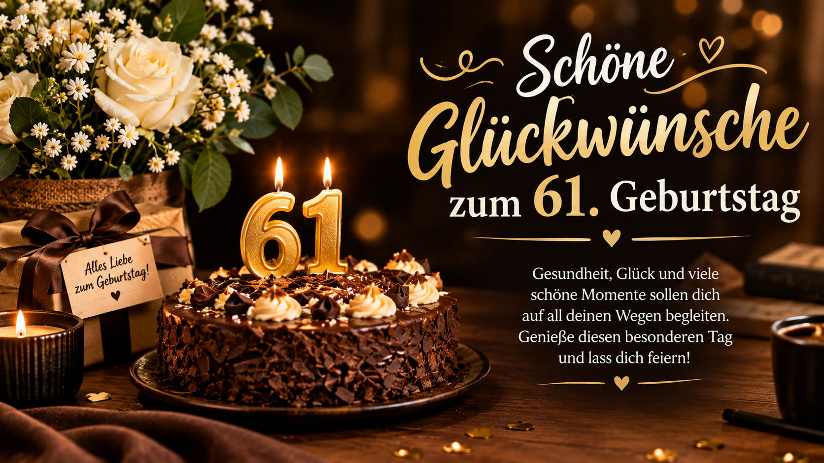 Schöne Glückwünsche zum 61. Geburtstag