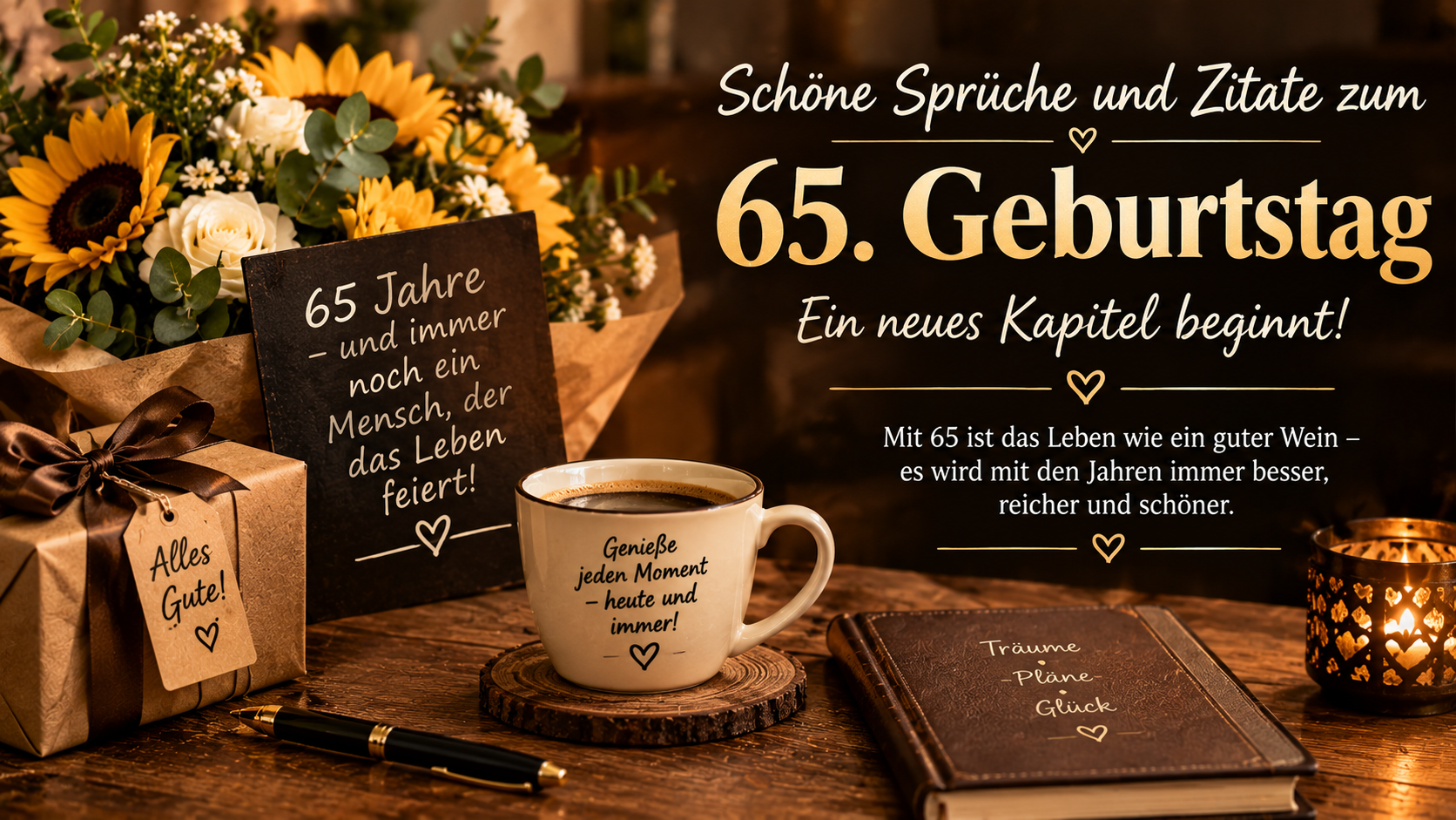 Schöne Sprüche und Zitate zum 65. Geburtstag